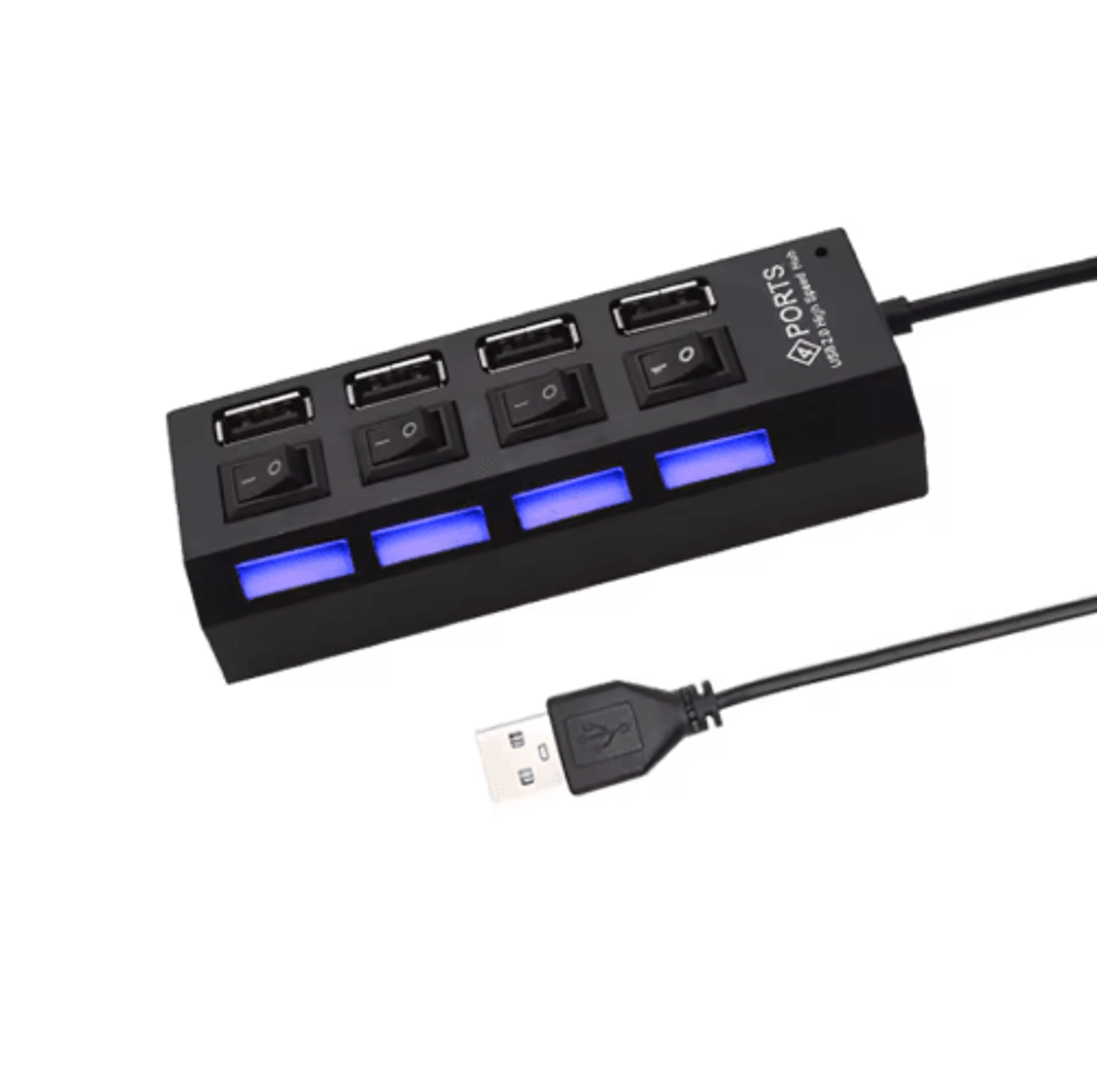 4Port USB 20 Hub With LED Switch  HighSpeed USB Splitter For PC  Laptop 1
