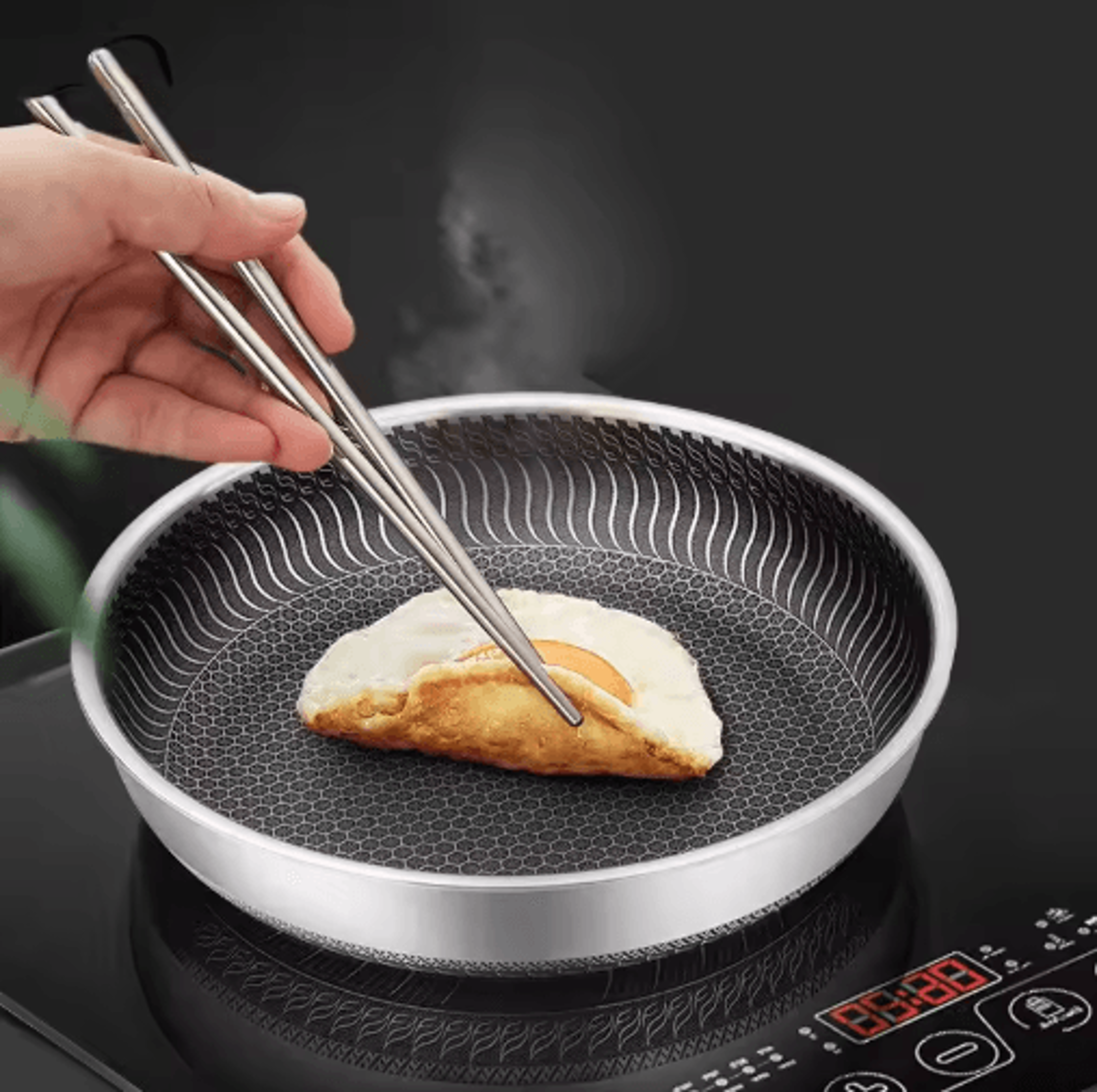 TriPly 316 Stainless Steel Honeycomb Wok Skillet  WholeBody Construction For All Stoves 4