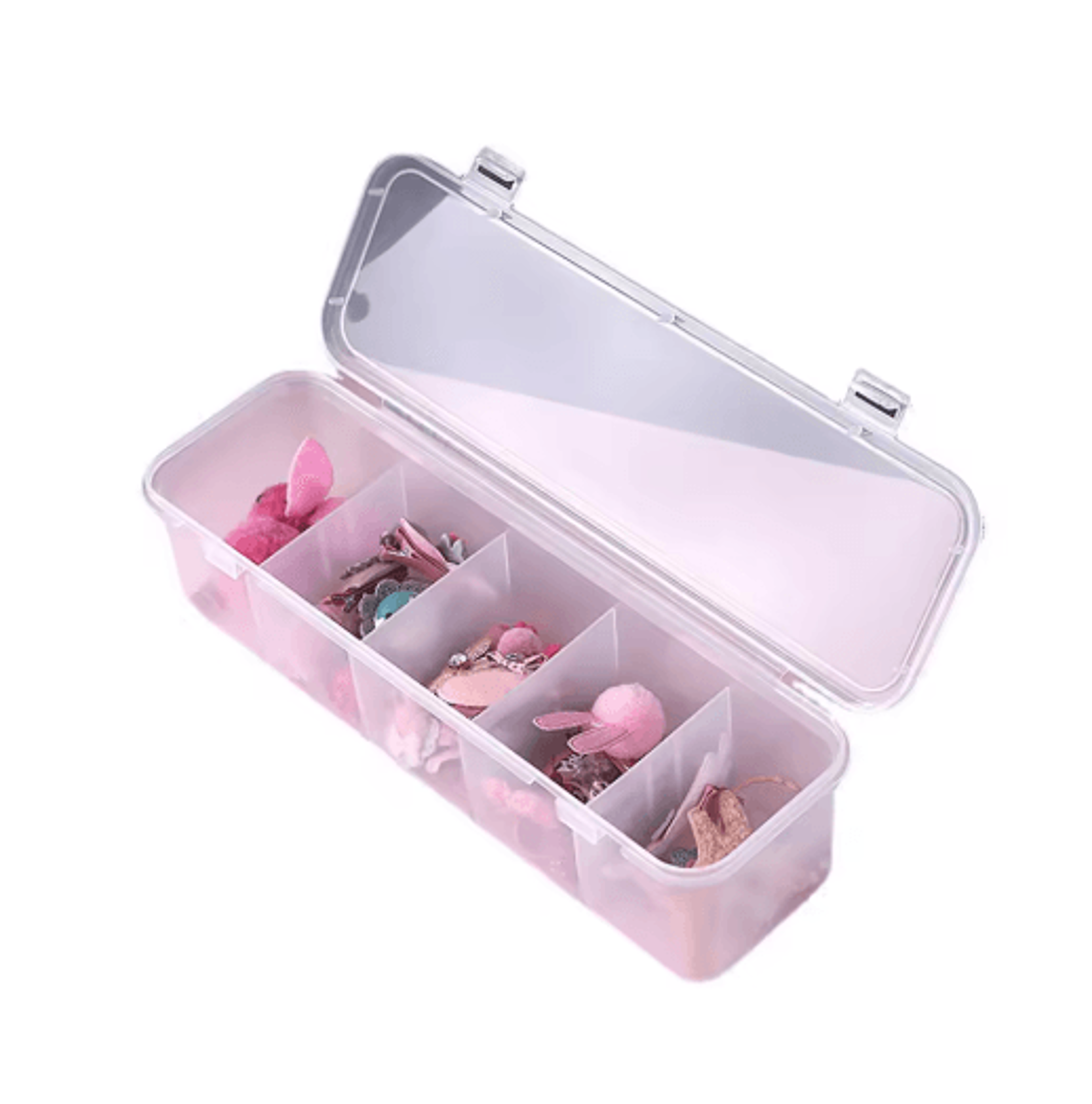 5 Compartment Plastic Jewelry And Hair Accessories Storage Box Desktop Organizer 2