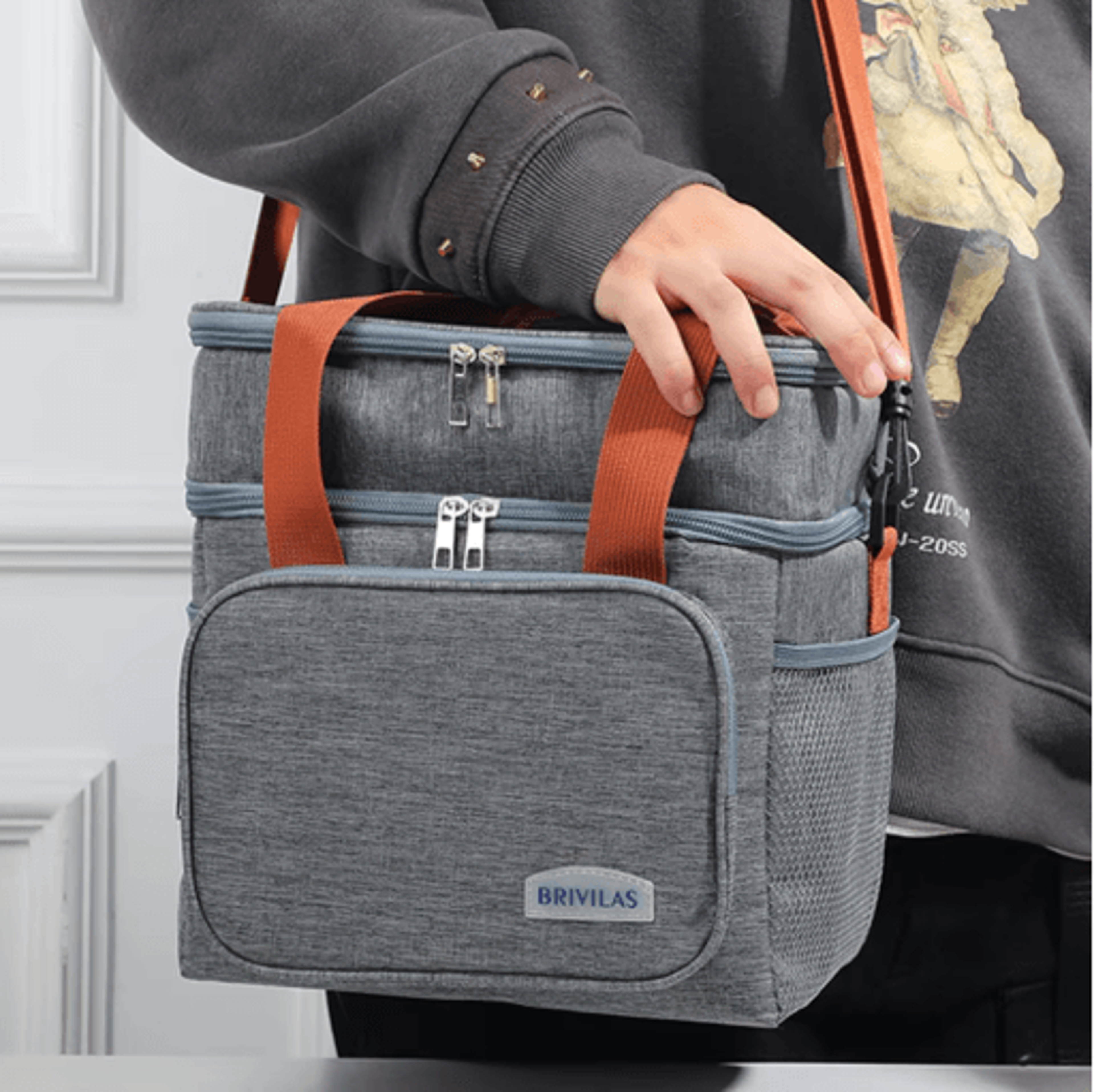 European And American Style Crossbody Insulated Lunch Bag Large Capacity Business Tote 7