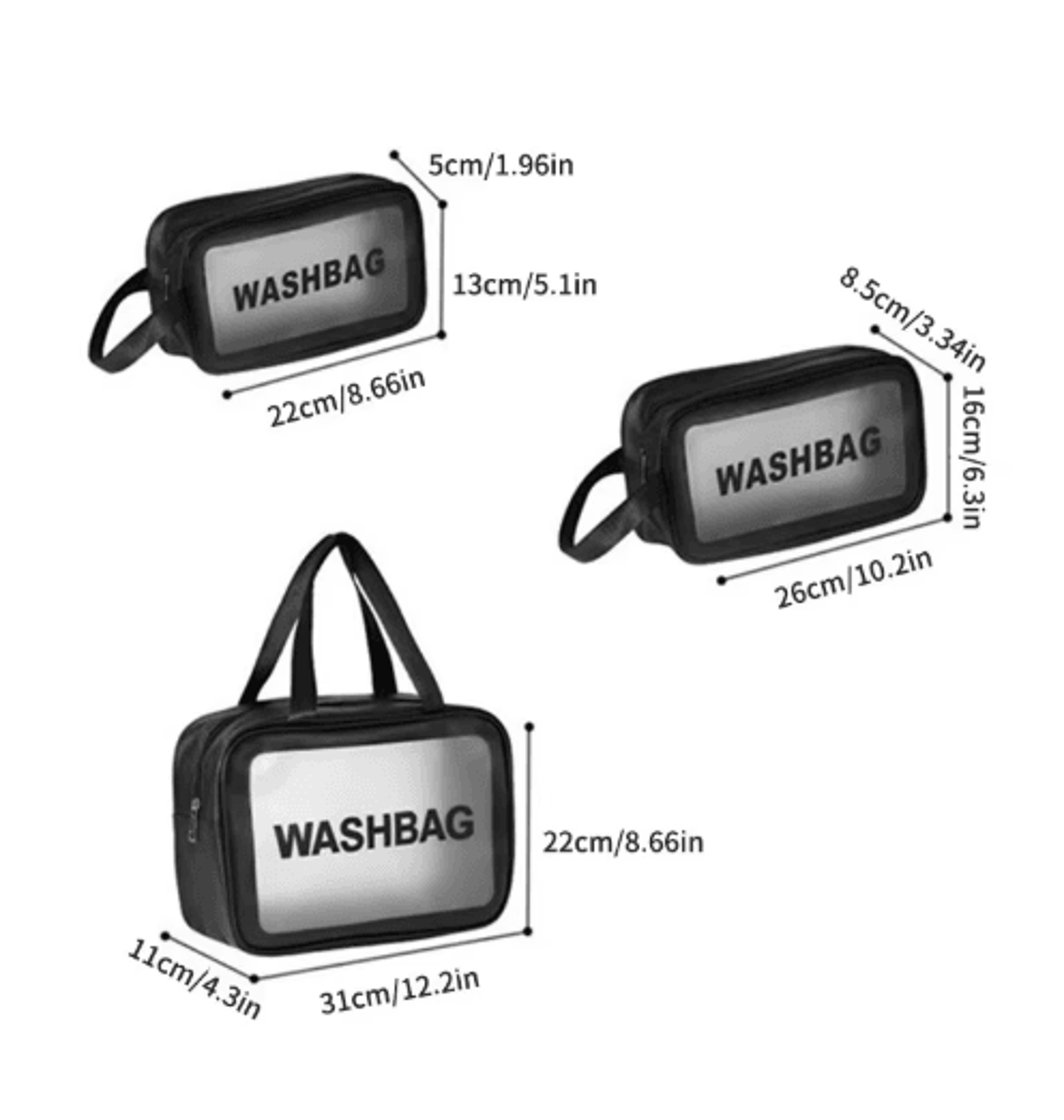 3 Piece PU Transparent Makeup And Toiletry Bag Set Large Capacity Frosted PVC Organizer 4