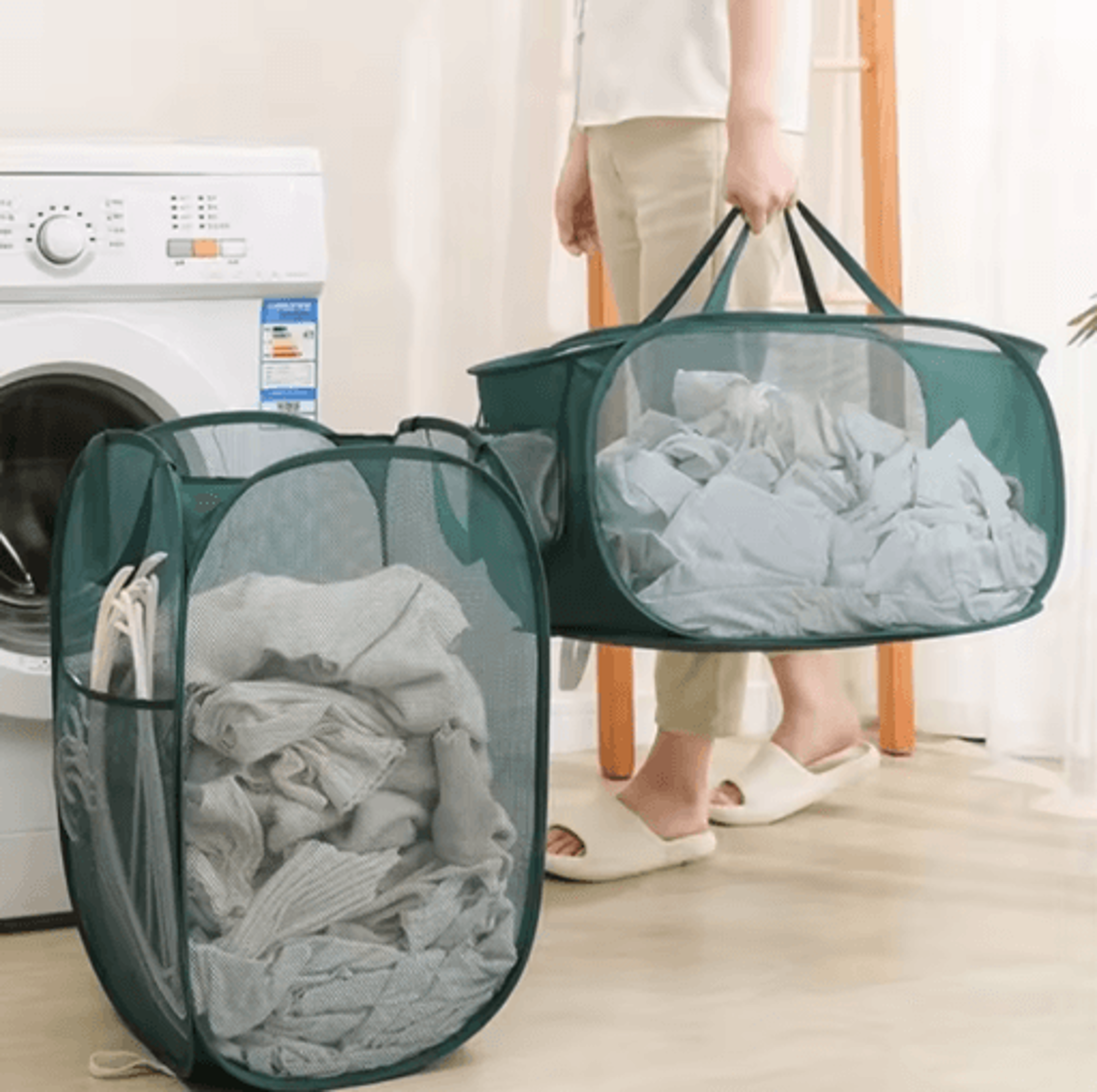 Foldable Portable Laundry Storage Basket Bathroom Dirty Clothes Organizer 8