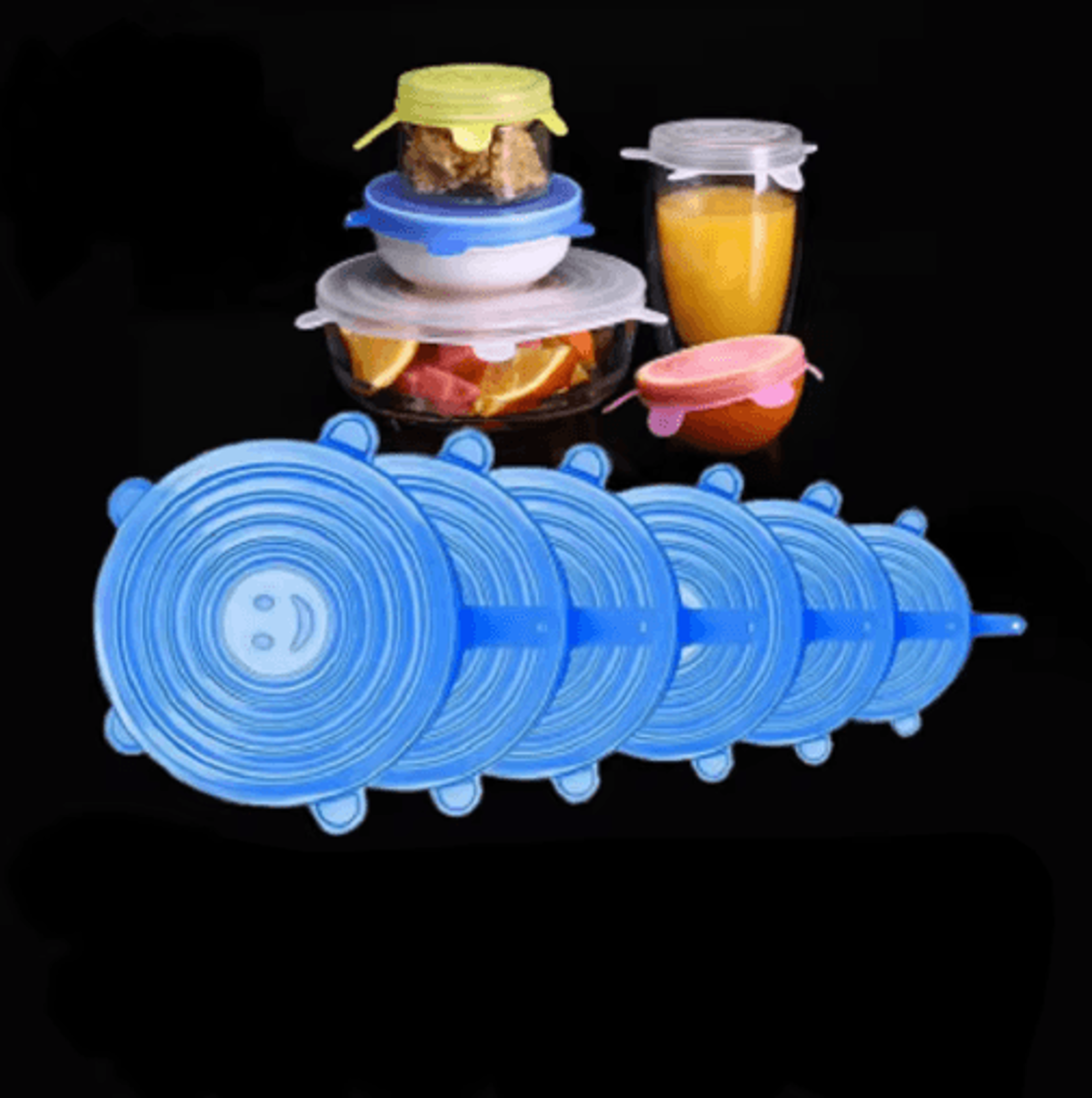 6Piece Silicone Stretch Lids Reusable FreshKeeping Food Bowl Covers 1