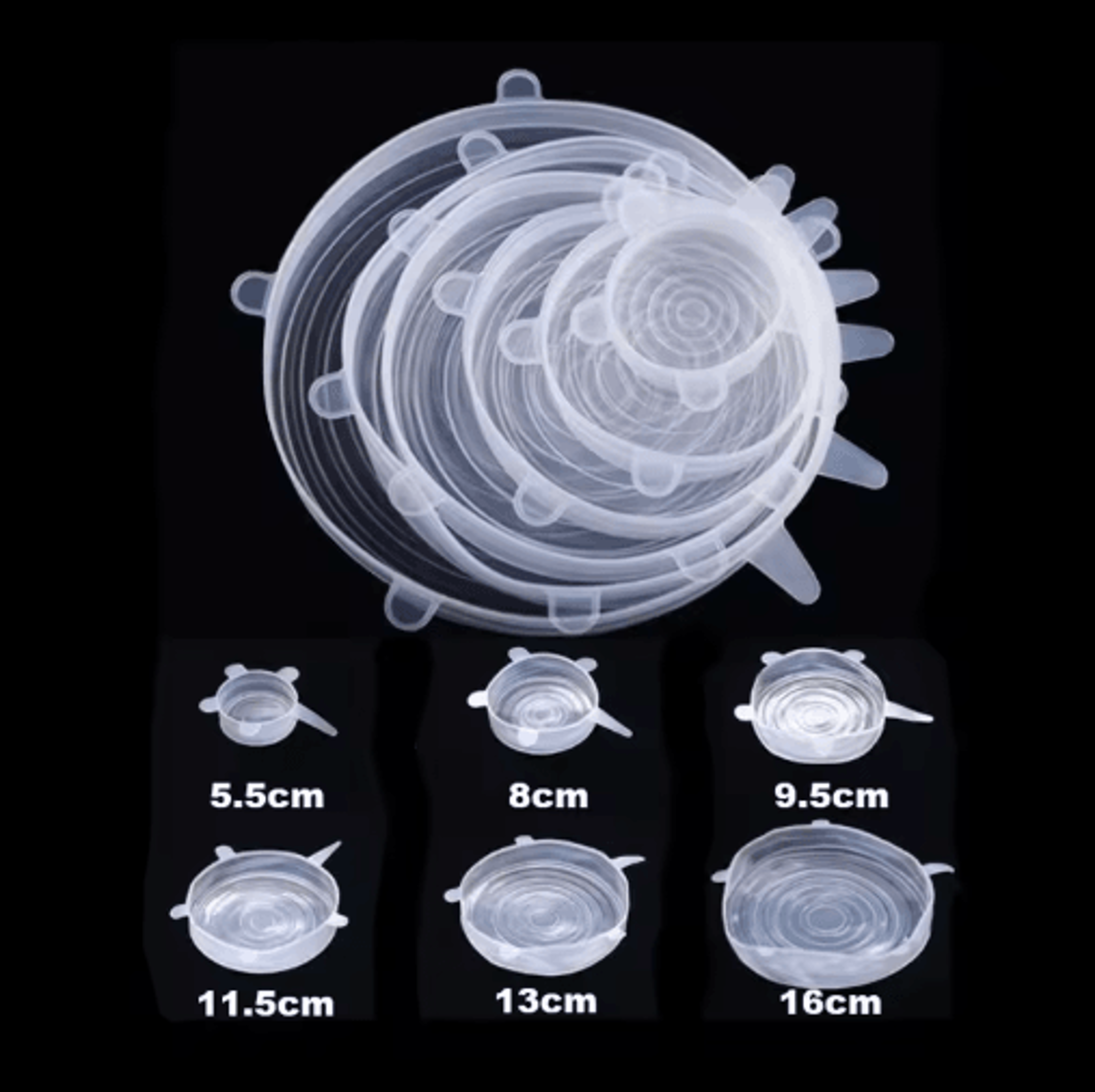 6Piece Silicone Stretch Lids Reusable FreshKeeping Food Bowl Covers 5