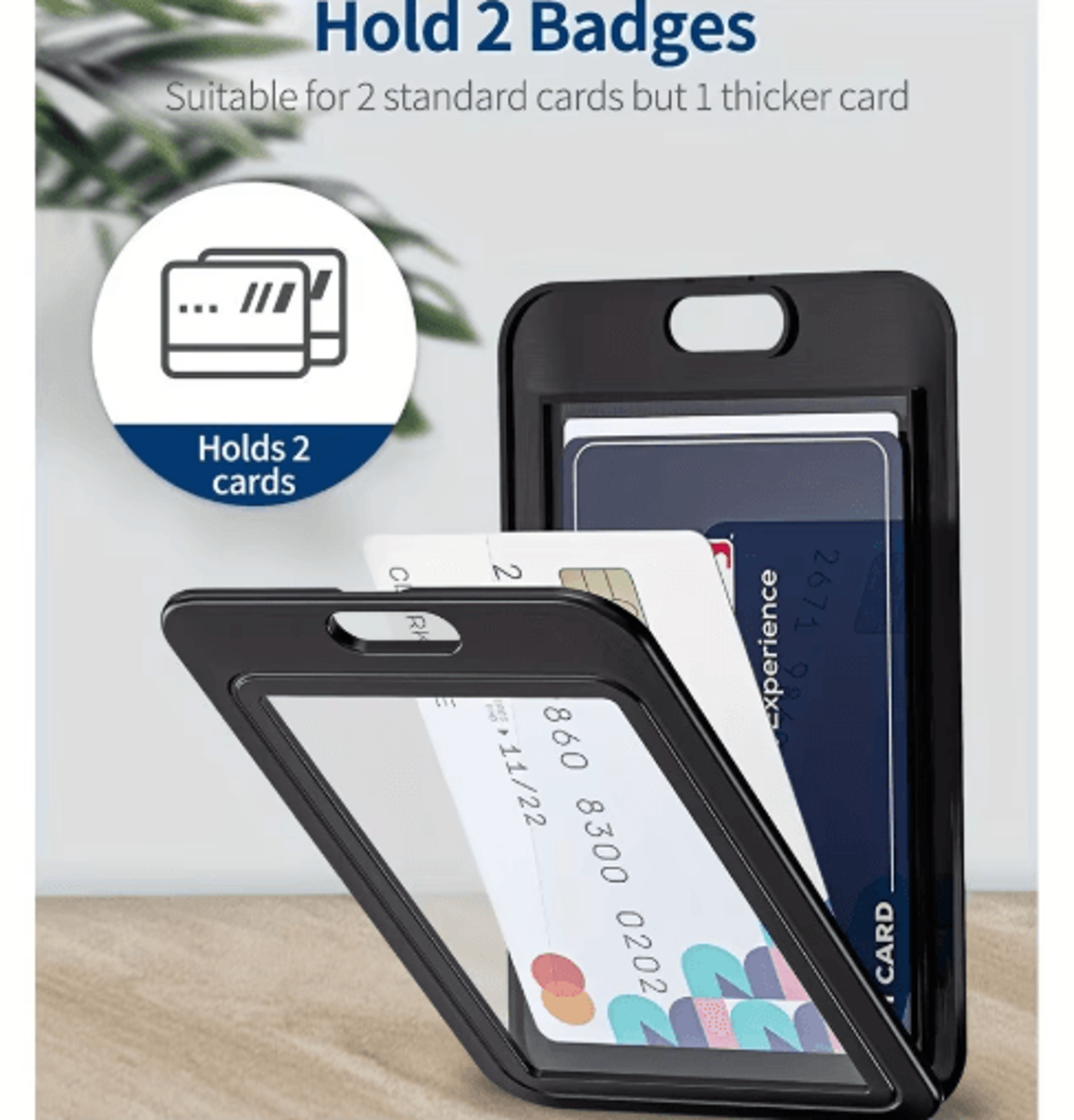 Vertical DoubleSided Card Holder Hard Plastic ID  Credit Card Protector Black 0