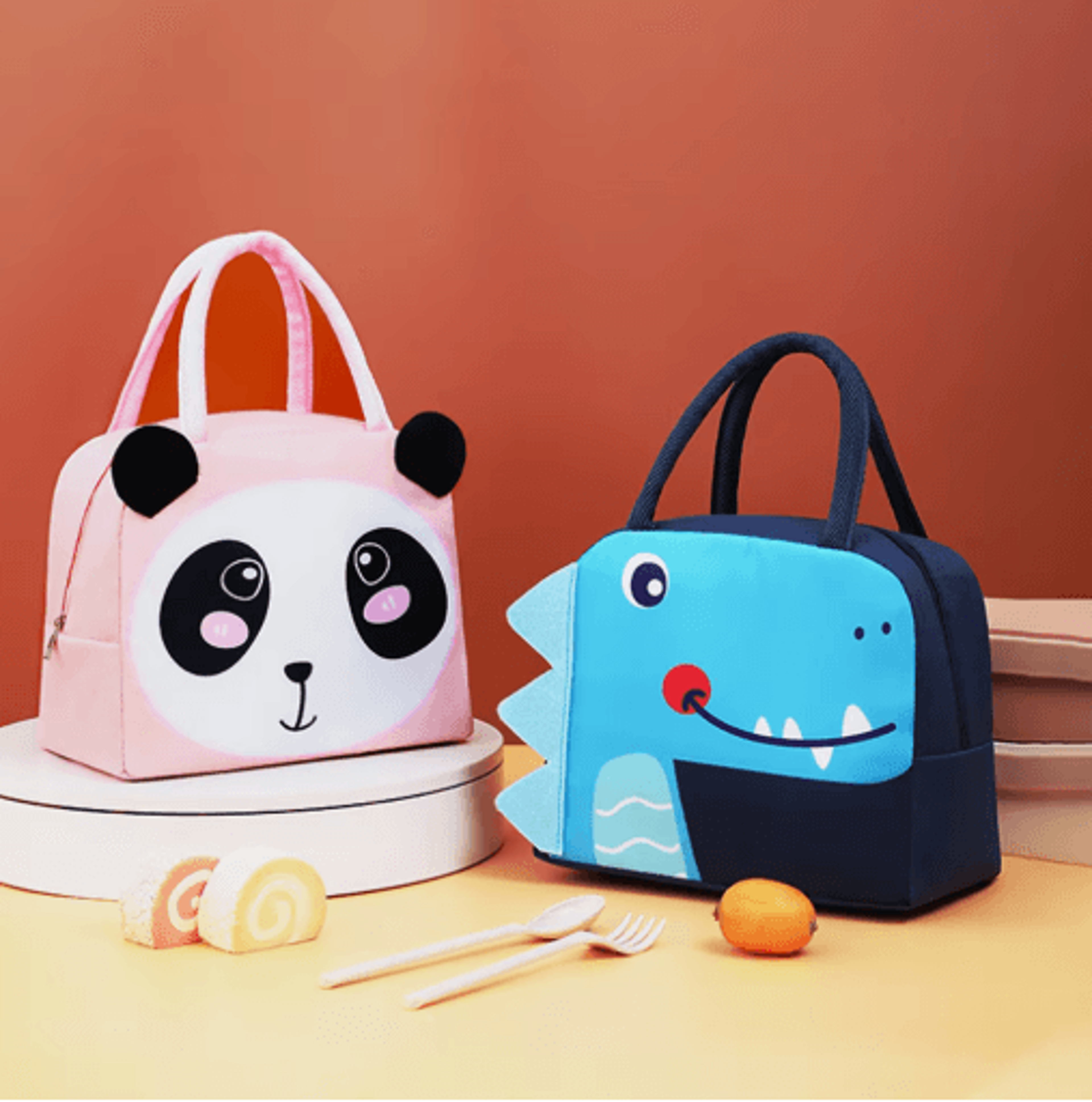 3D Cartoon Bento Lunch Bag Insulated Canvas Handbag With Ice Pack Space 8