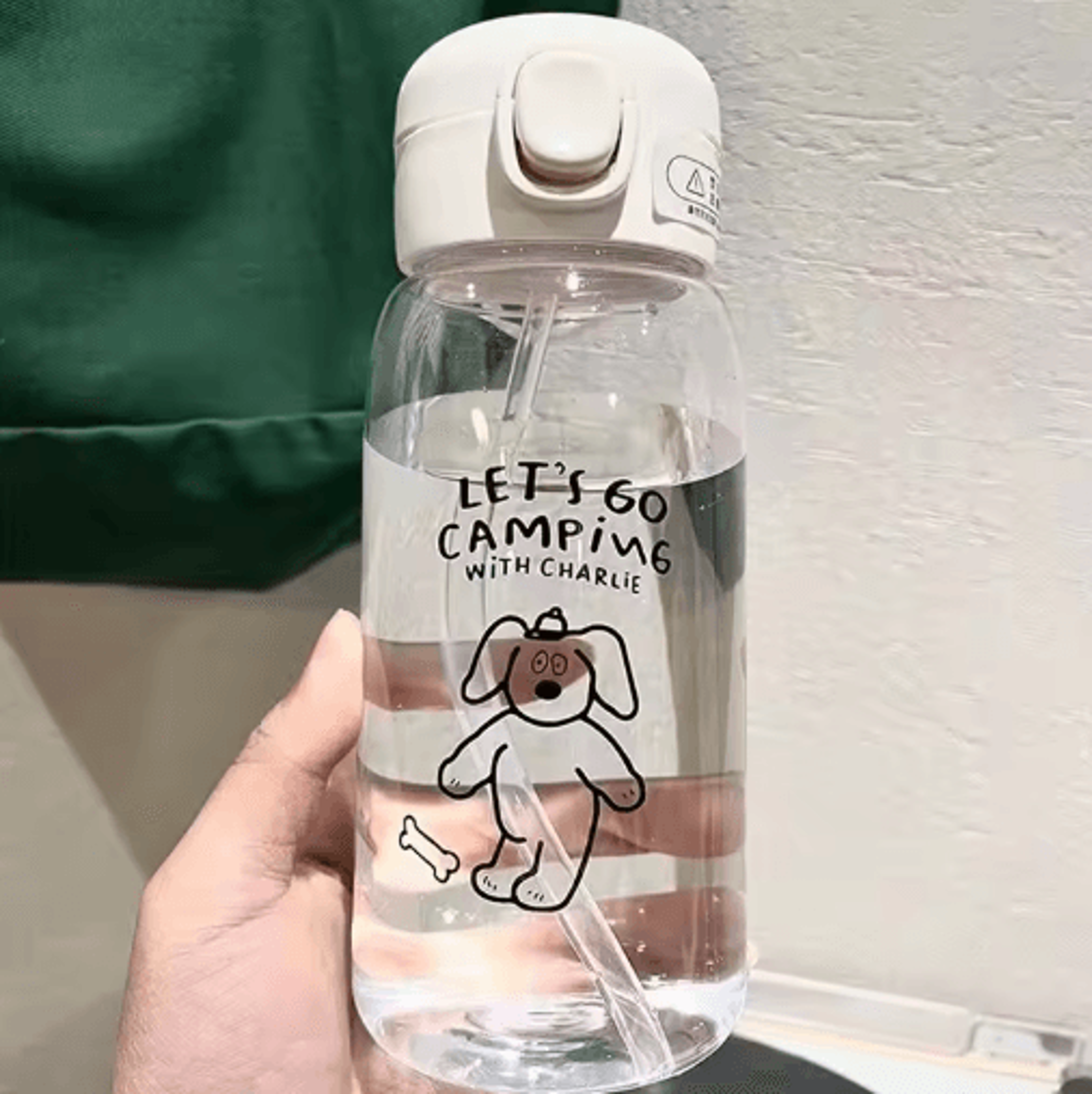 Cartoon LargeCapacity Plastic Water Bottle With Straw DropResistant Portable Cup 1