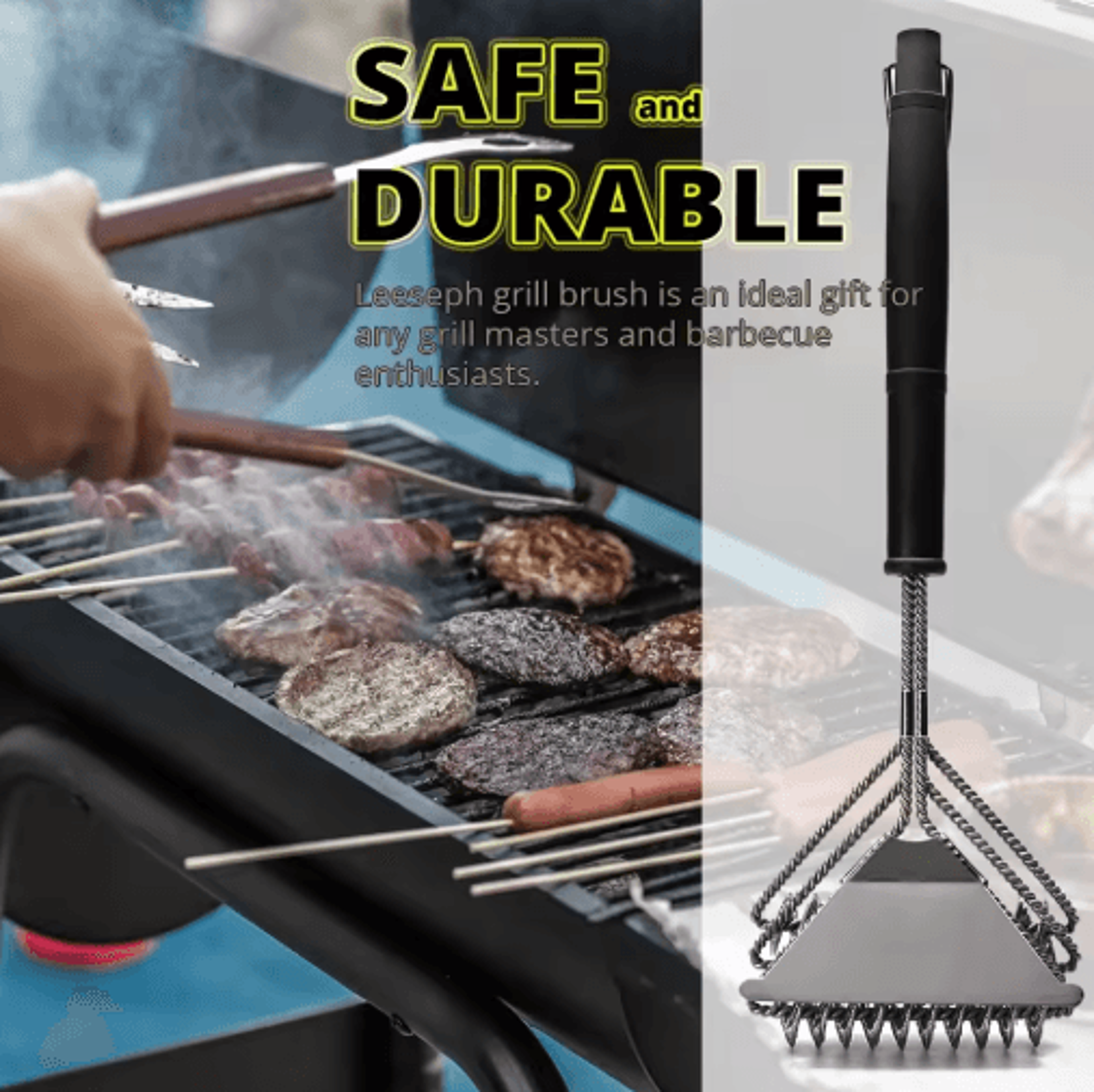 Safe BristleFree Grill Brush  Stainless Steel BBQ Grill Cleaner For Safer Grilling 5