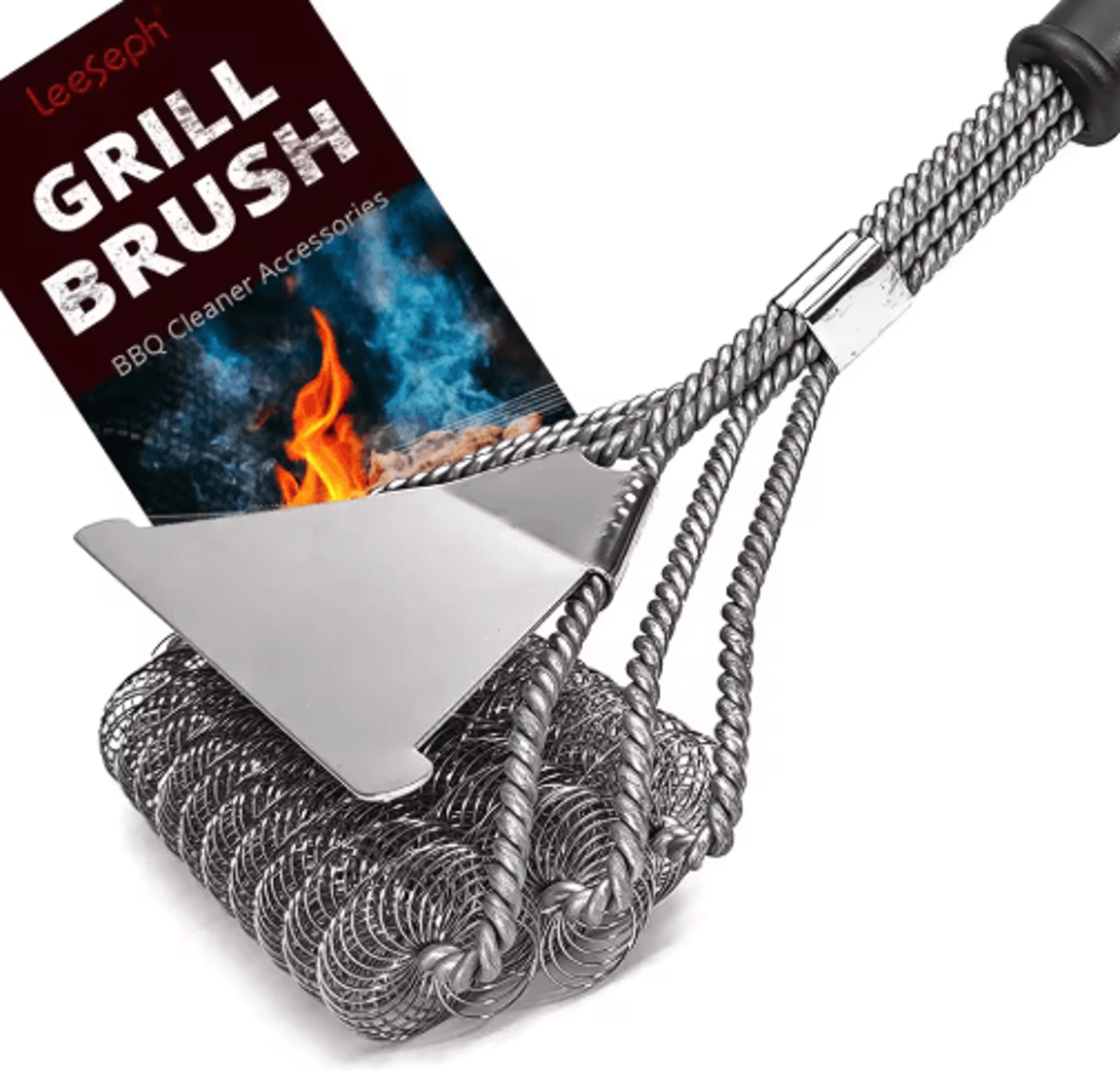 Safe BristleFree Grill Brush  Stainless Steel BBQ Grill Cleaner For Safer Grilling 0