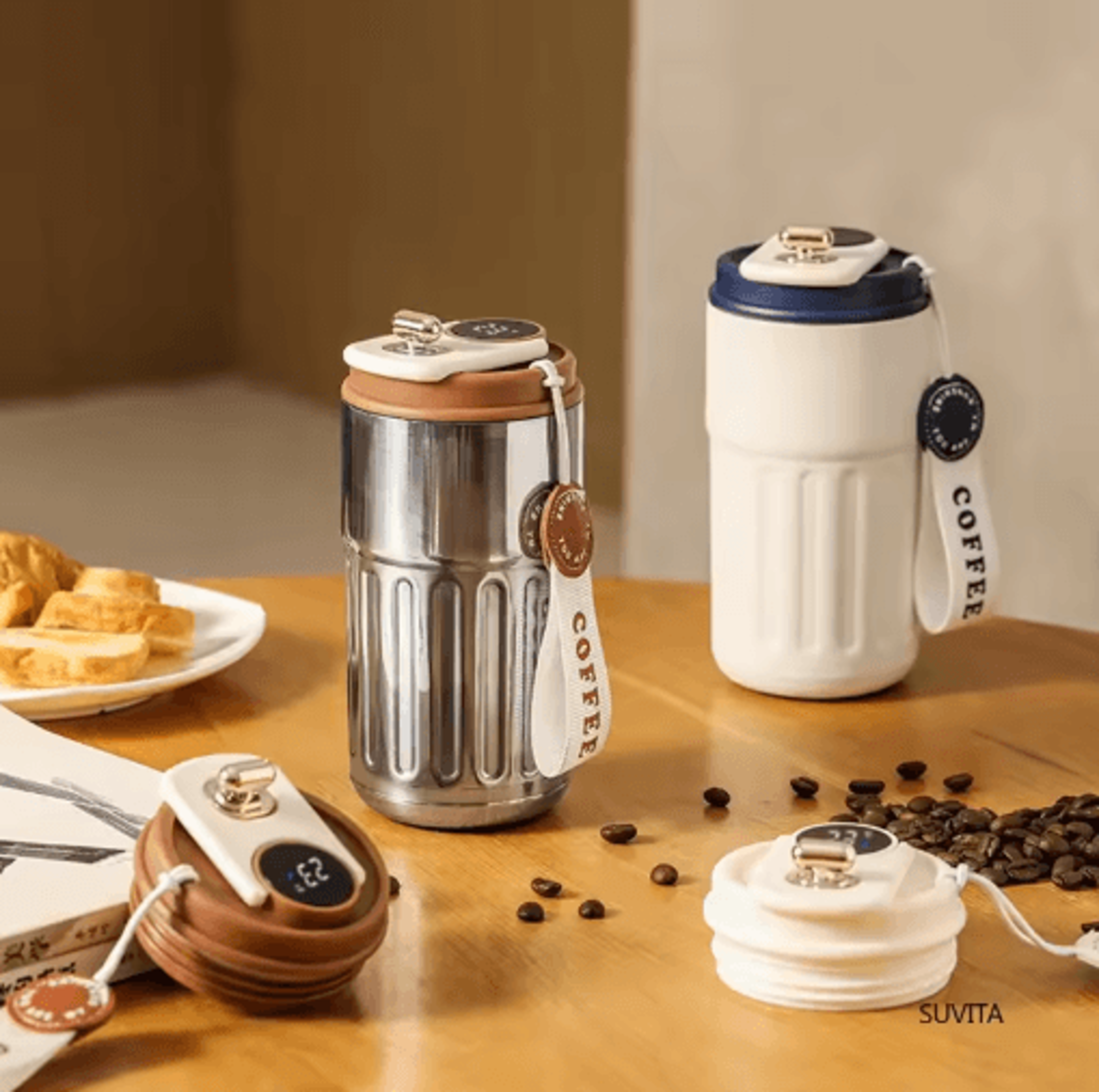 Smart Temperature Display Thermal Mug  Stainless Steel LED Coffee Thermo Bottle 8