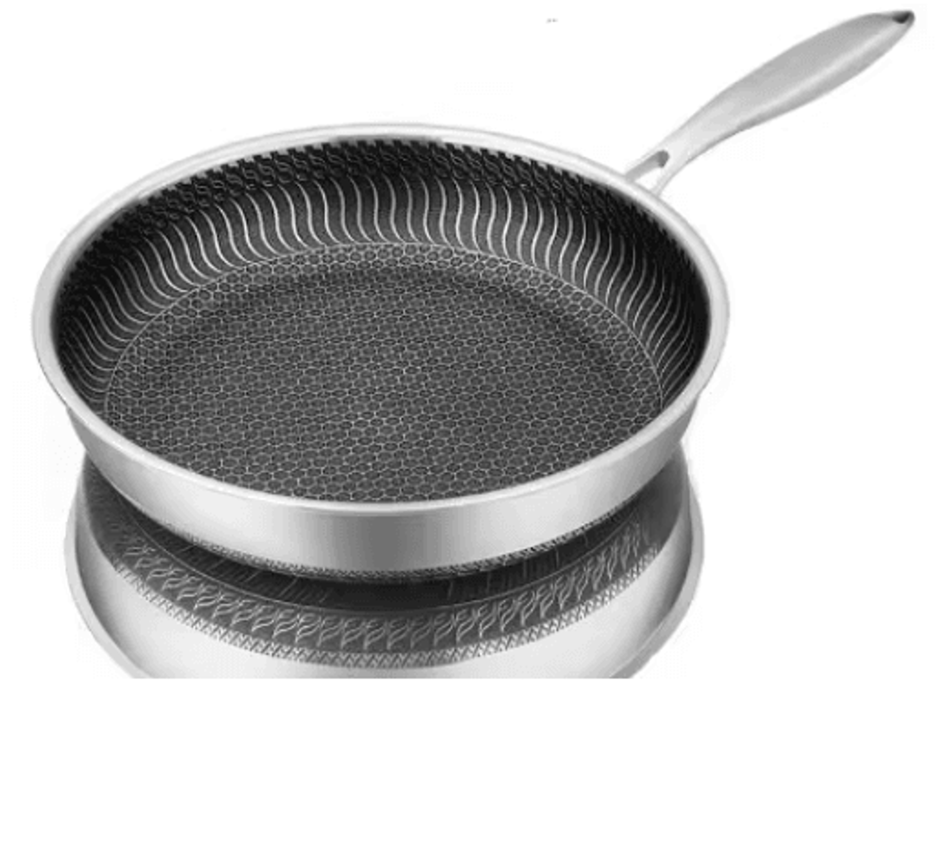 TriPly 316 Stainless Steel Honeycomb Frying Pan  WholeBody Wok Skillet For All Stoves 1