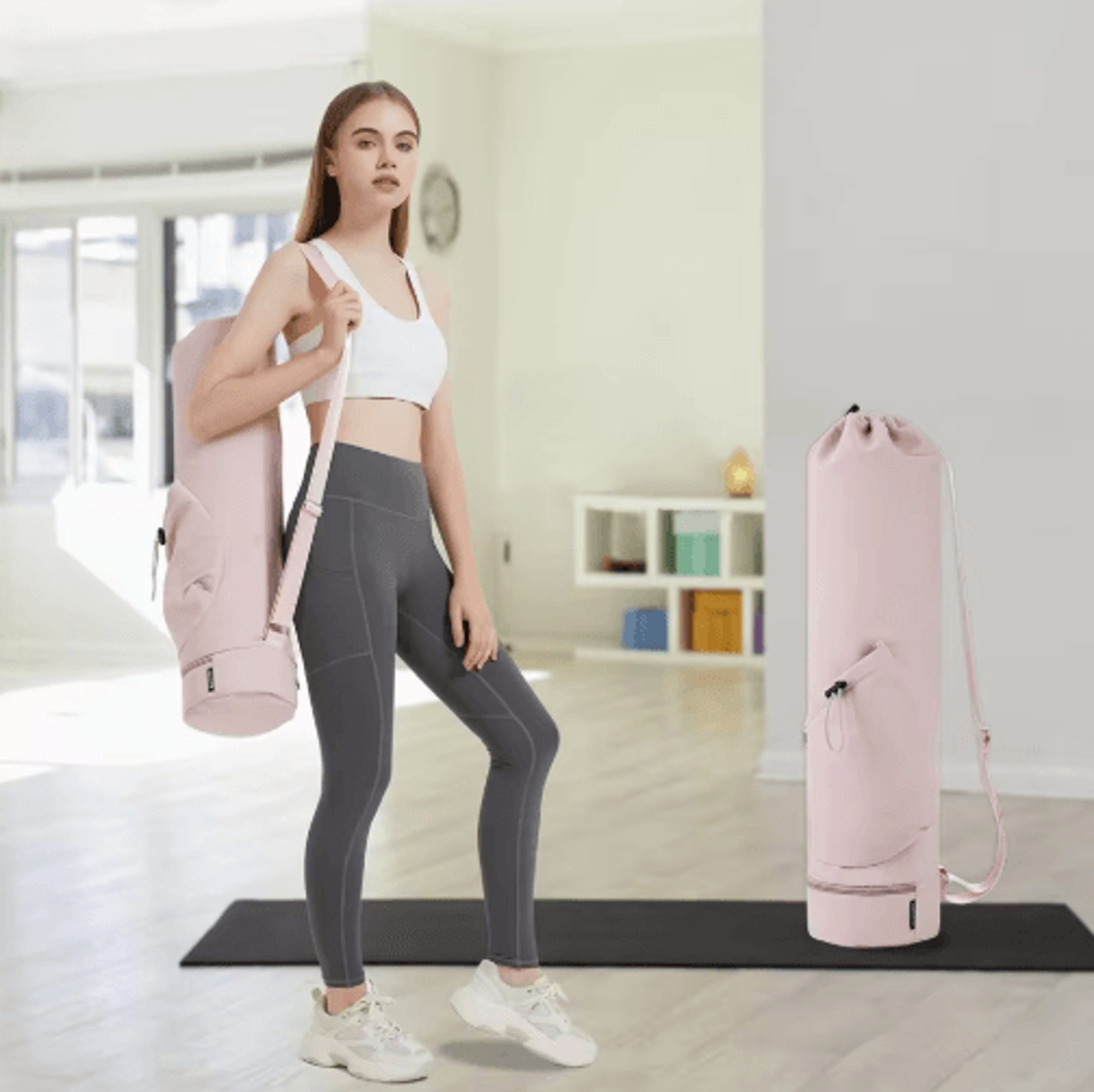 Yoga Mat Bag With Water Bottle Pocket  Wet Storage  MultiFunctional Fitness Carrier 8
