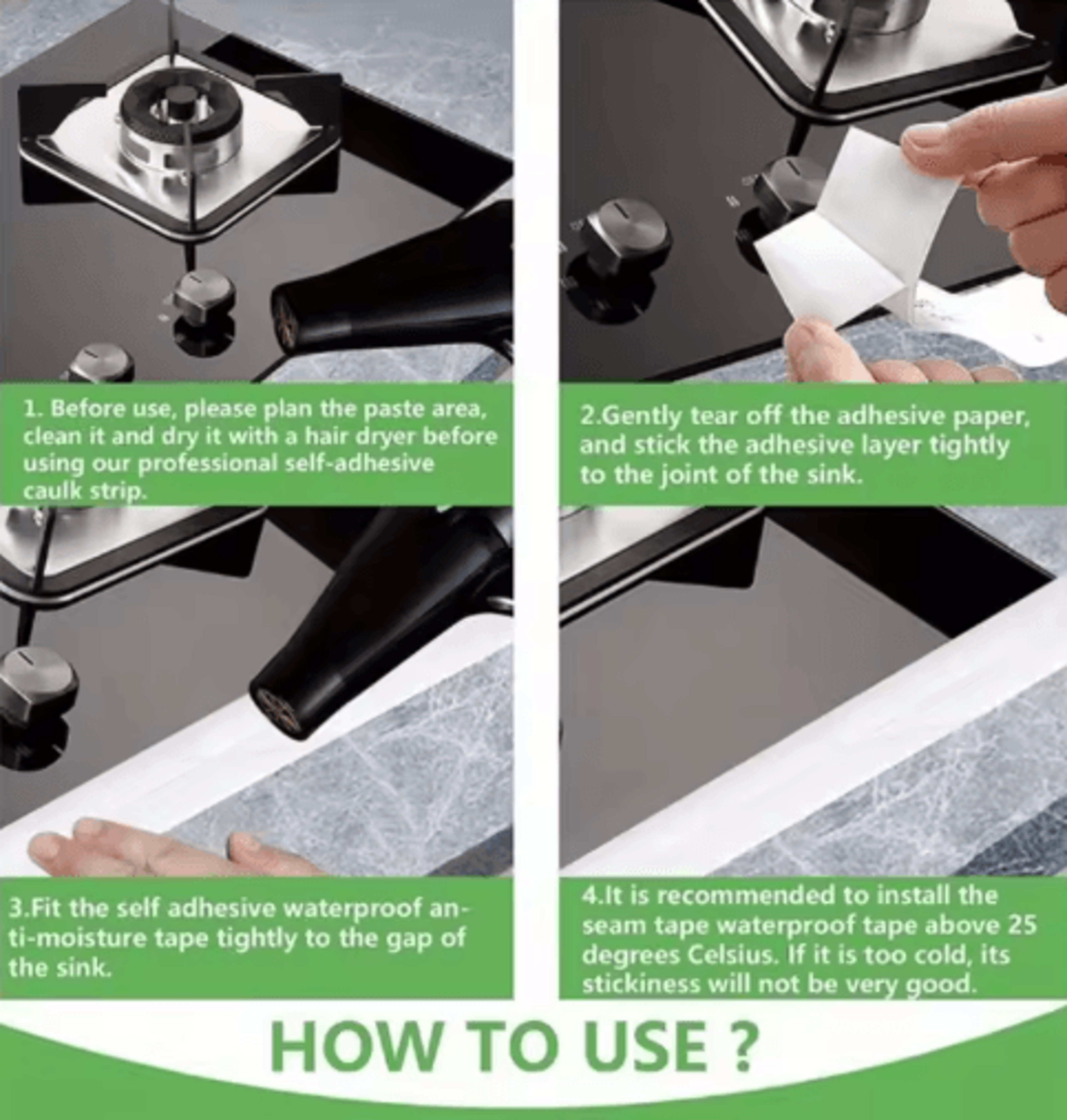 Bathroom Waterproof Sealing Tape  PVC Adhesive Sink  Edge Sealing Strip 6