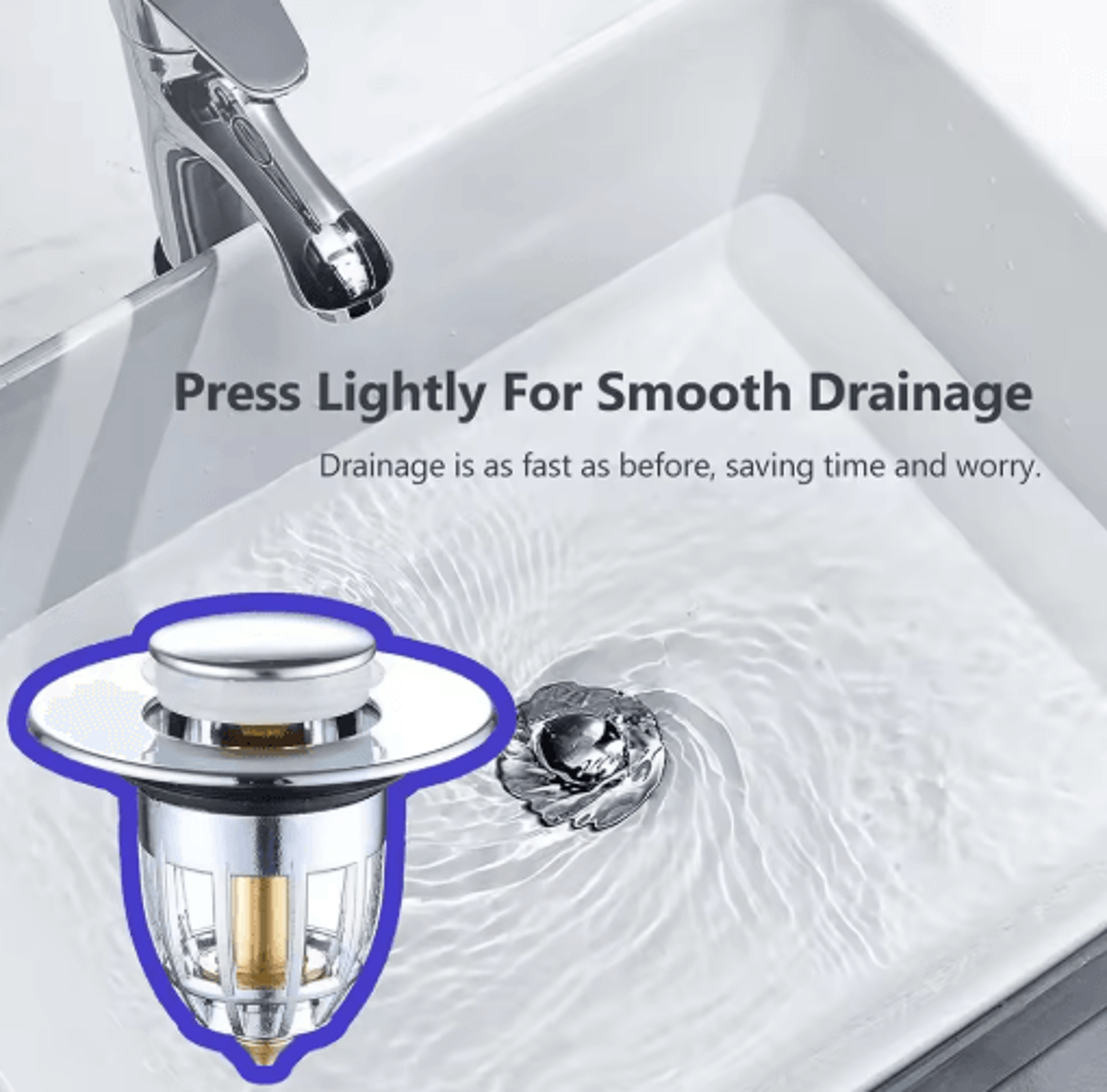 PopUp Drain Filter Stopper  Press Bounce Sink Strainer For Bathroom  Kitchen 7
