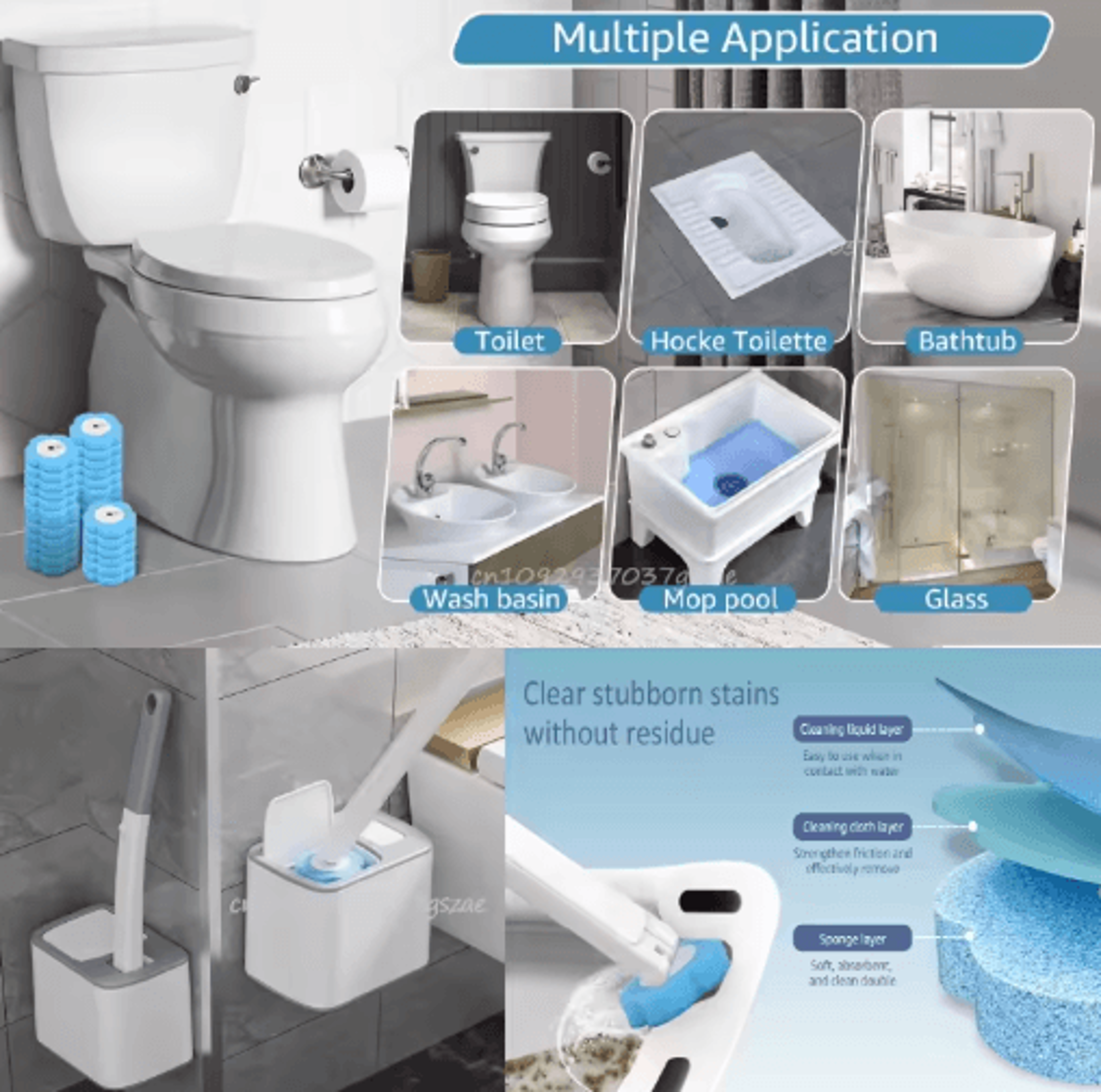 Disposable Toilet Brush With Replaceable Heads  Wall Mount 9
