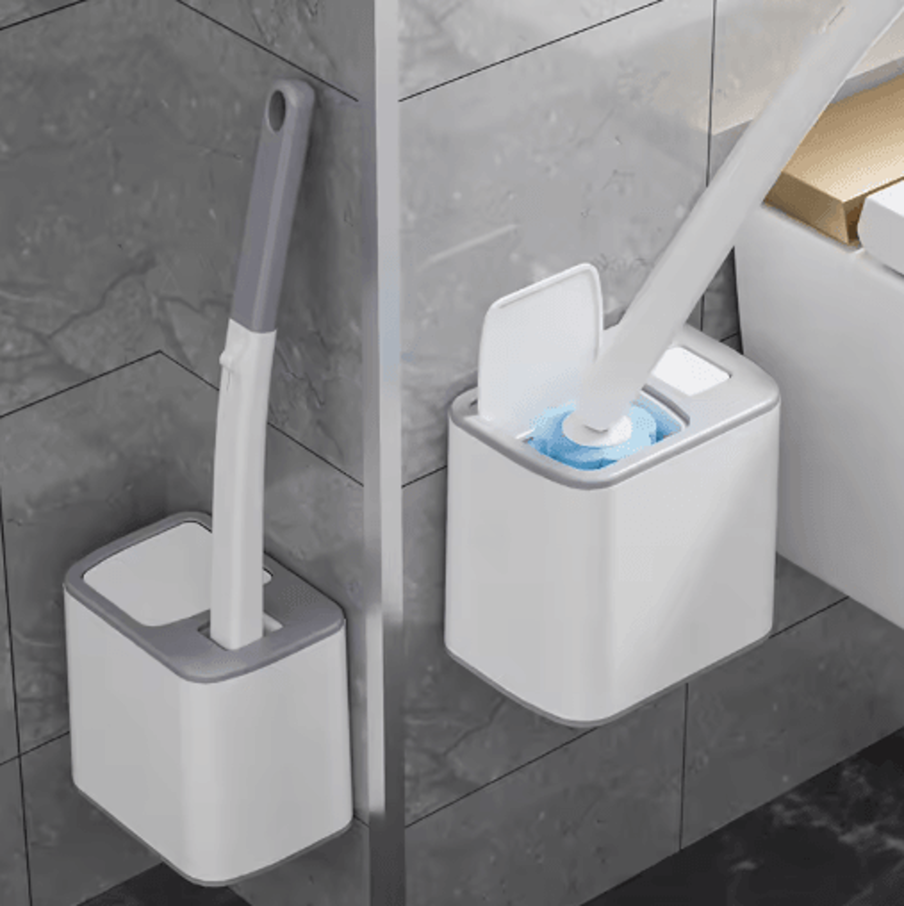 Disposable Toilet Brush With Replaceable Heads  Wall Mount 0