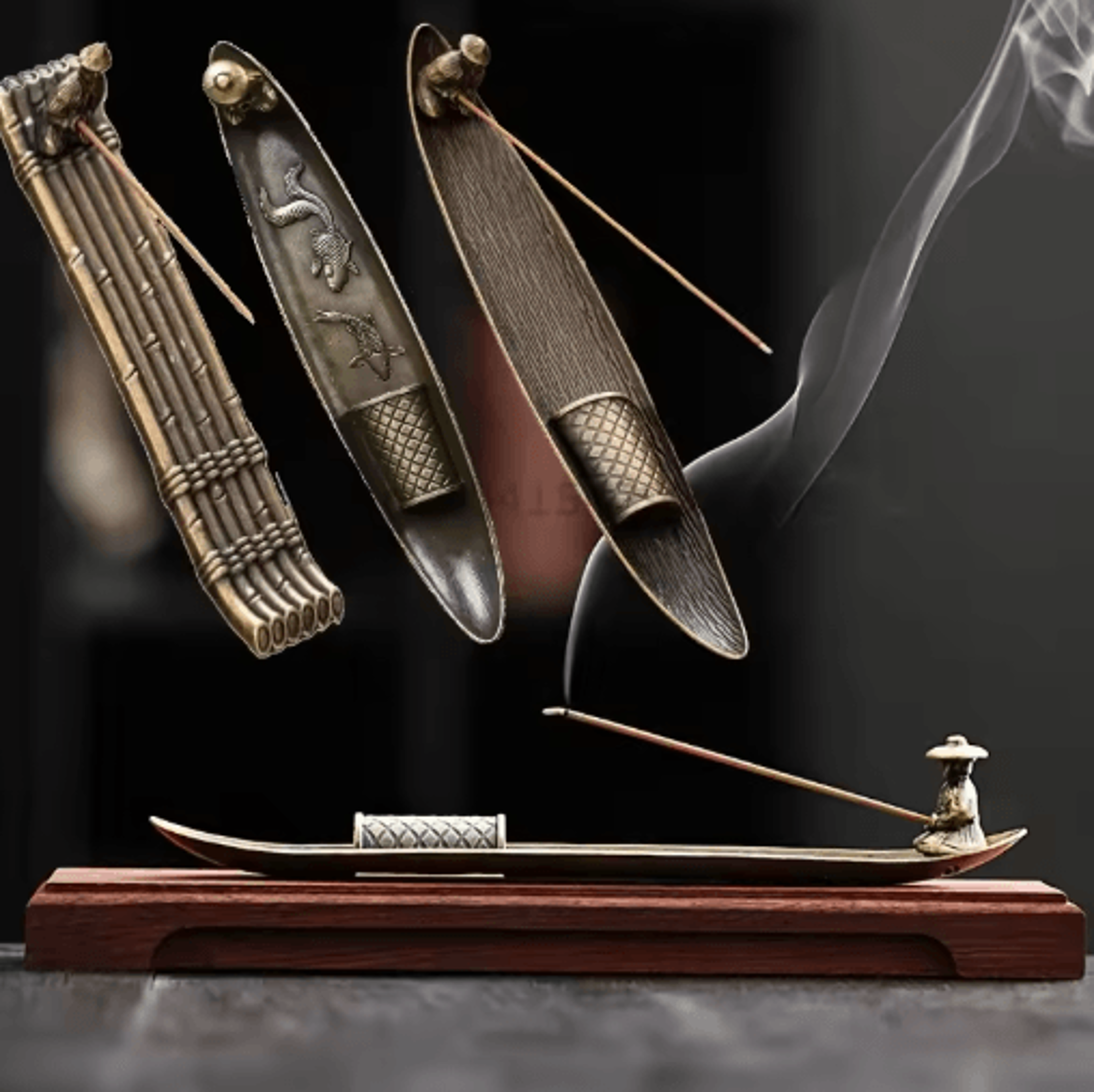 Japanese Style Fisherman Boat Incense Holder  Aromatherapy Decor 0