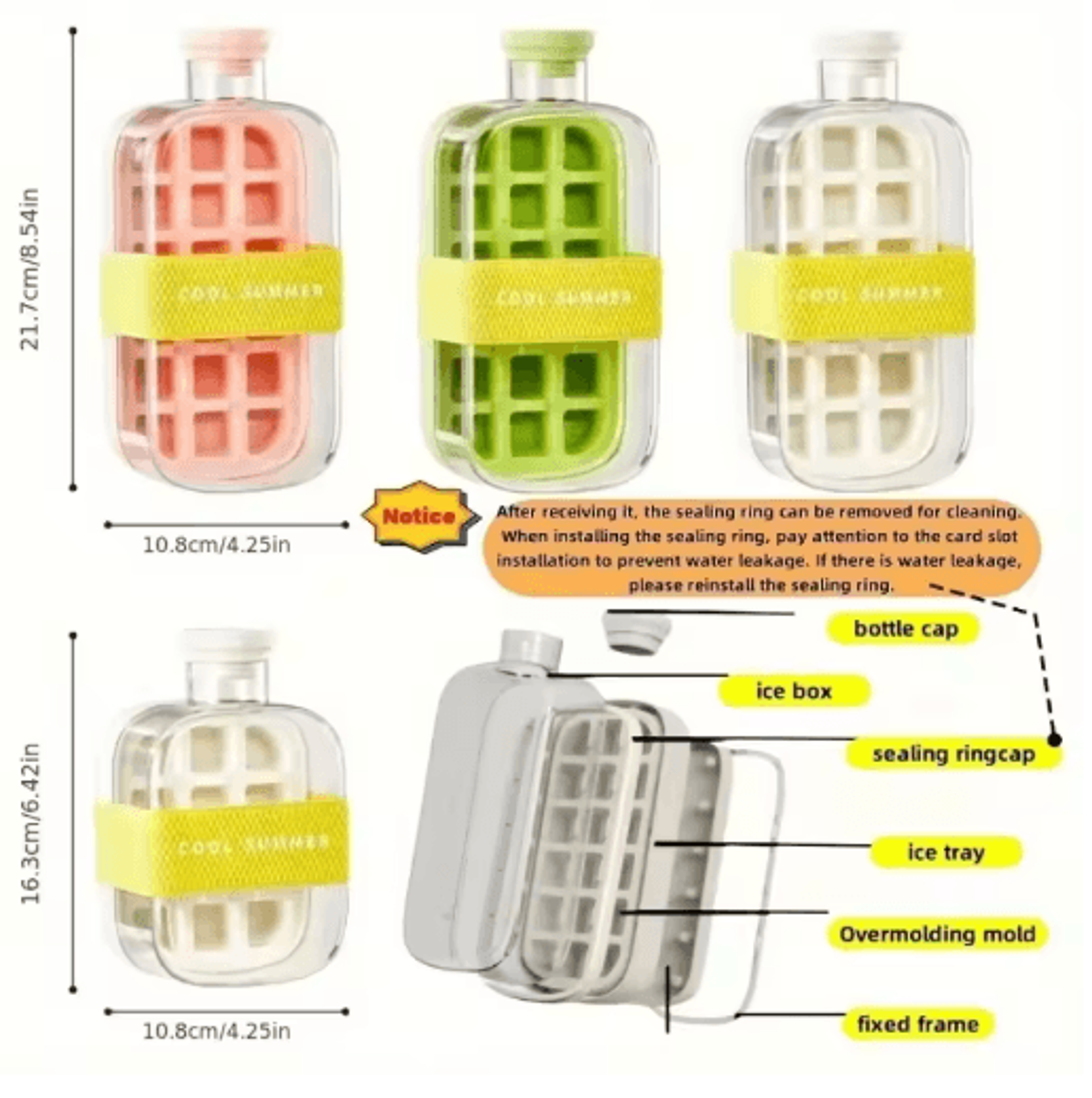 12Grid LargeCapacity Ice Cube Tray  Water Bottle Combo With Lid 7