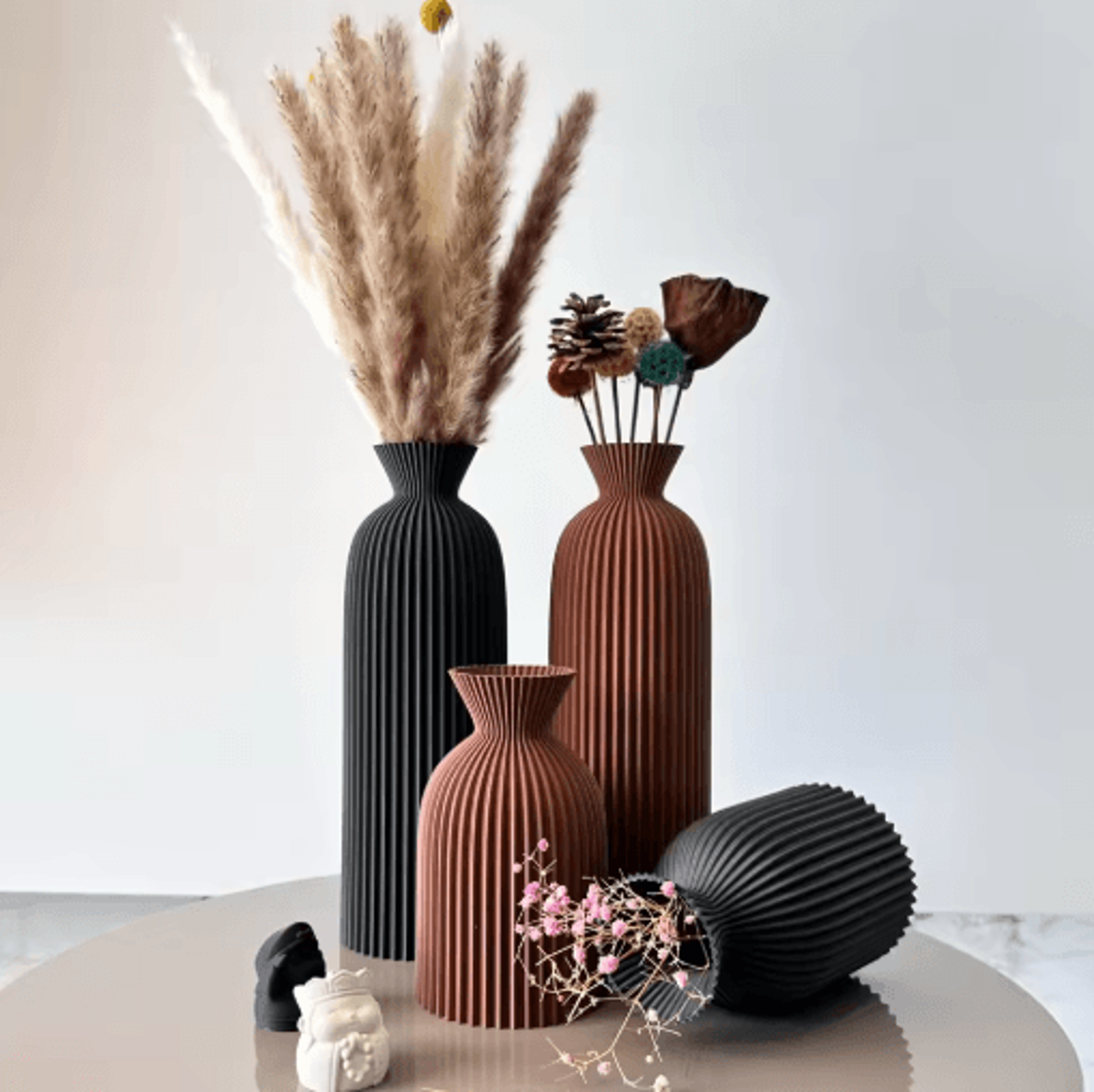 2Piece Wavy Art Dry Vase Set For Home  Office Decor 6