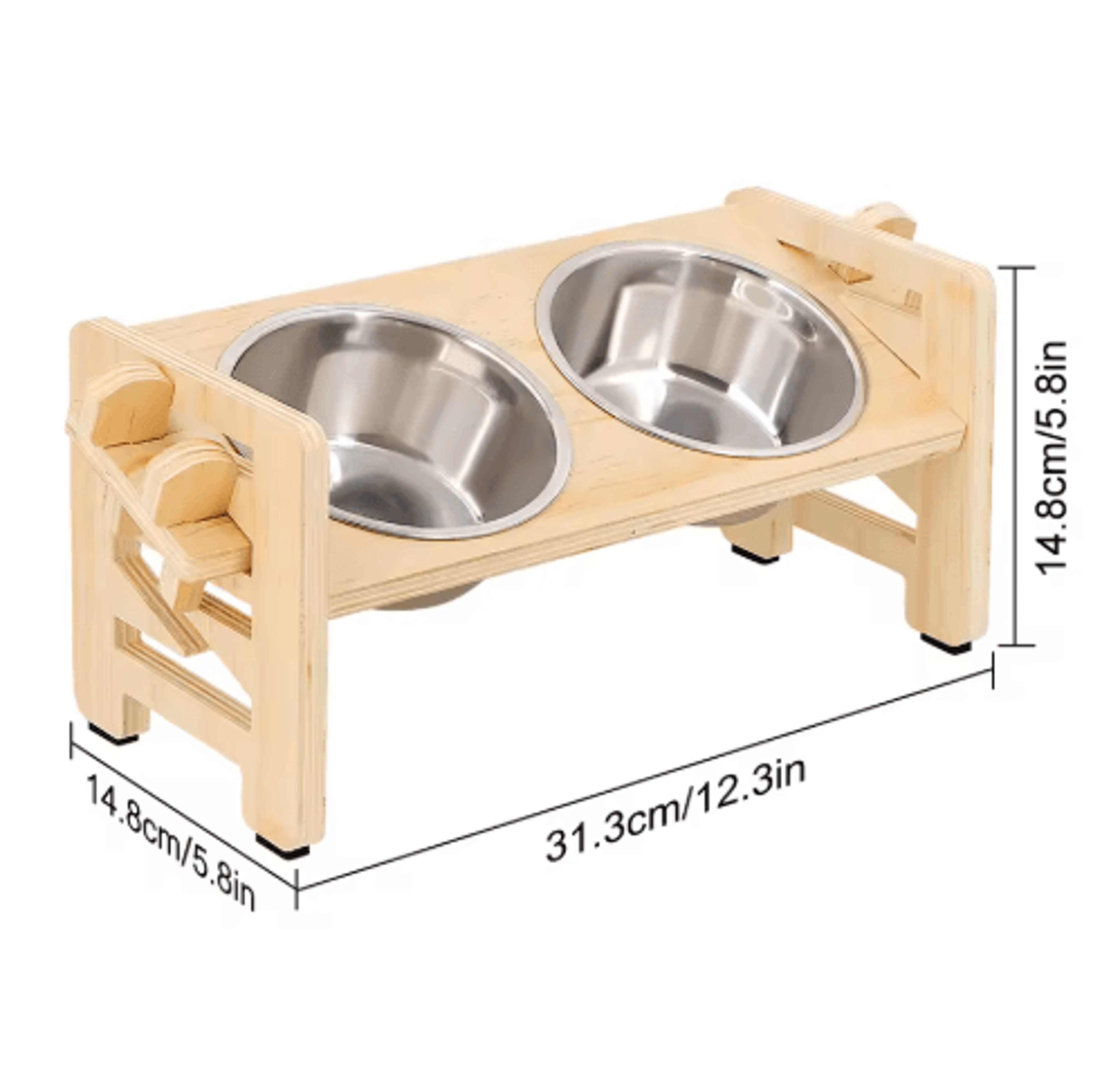 Elevated Adjustable Pet Feeder With Tilted Stainless Steel Bowls 1