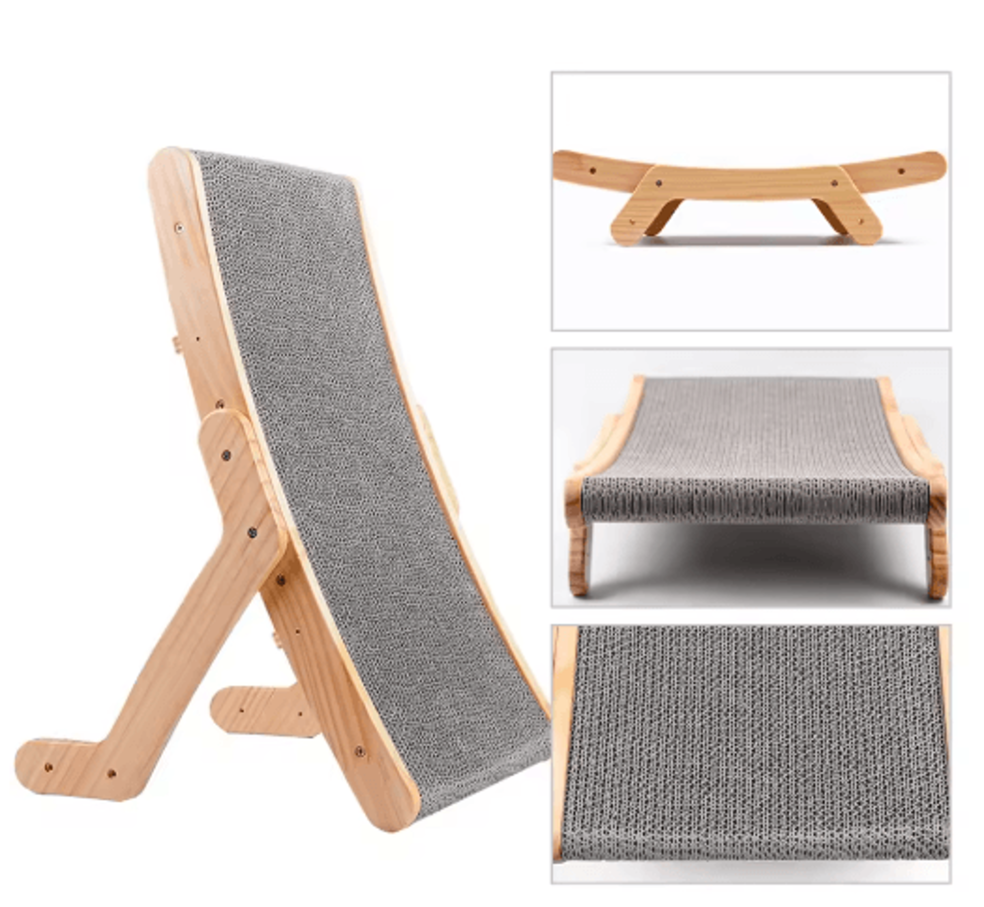 Premium 3in1 Wooden Cat Scratcher Board With Cozy Bed  Claw Couch 4