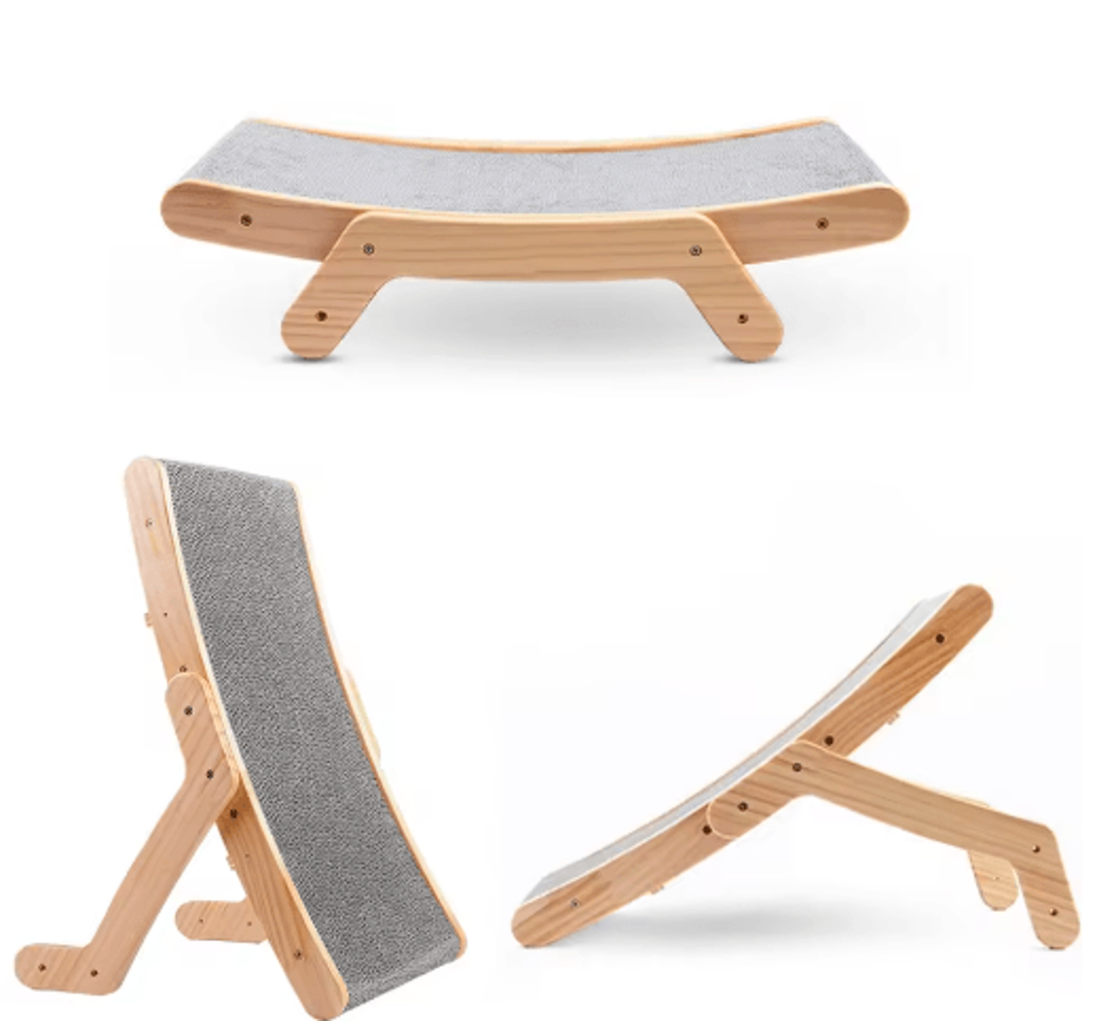 Premium 3in1 Wooden Cat Scratcher Board With Cozy Bed  Claw Couch 5