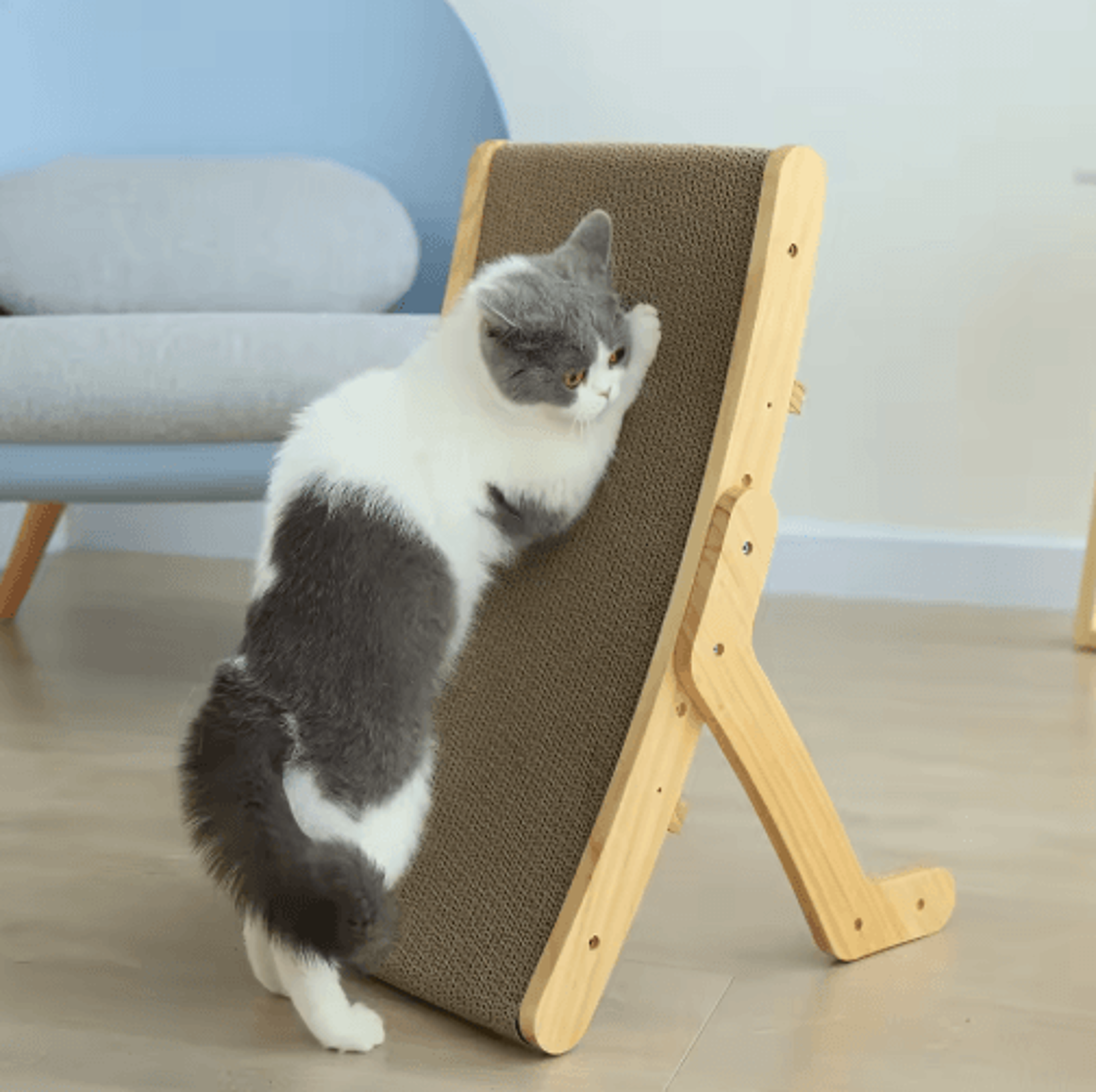 Premium 3in1 Wooden Cat Scratcher Board With Cozy Bed  Claw Couch 6