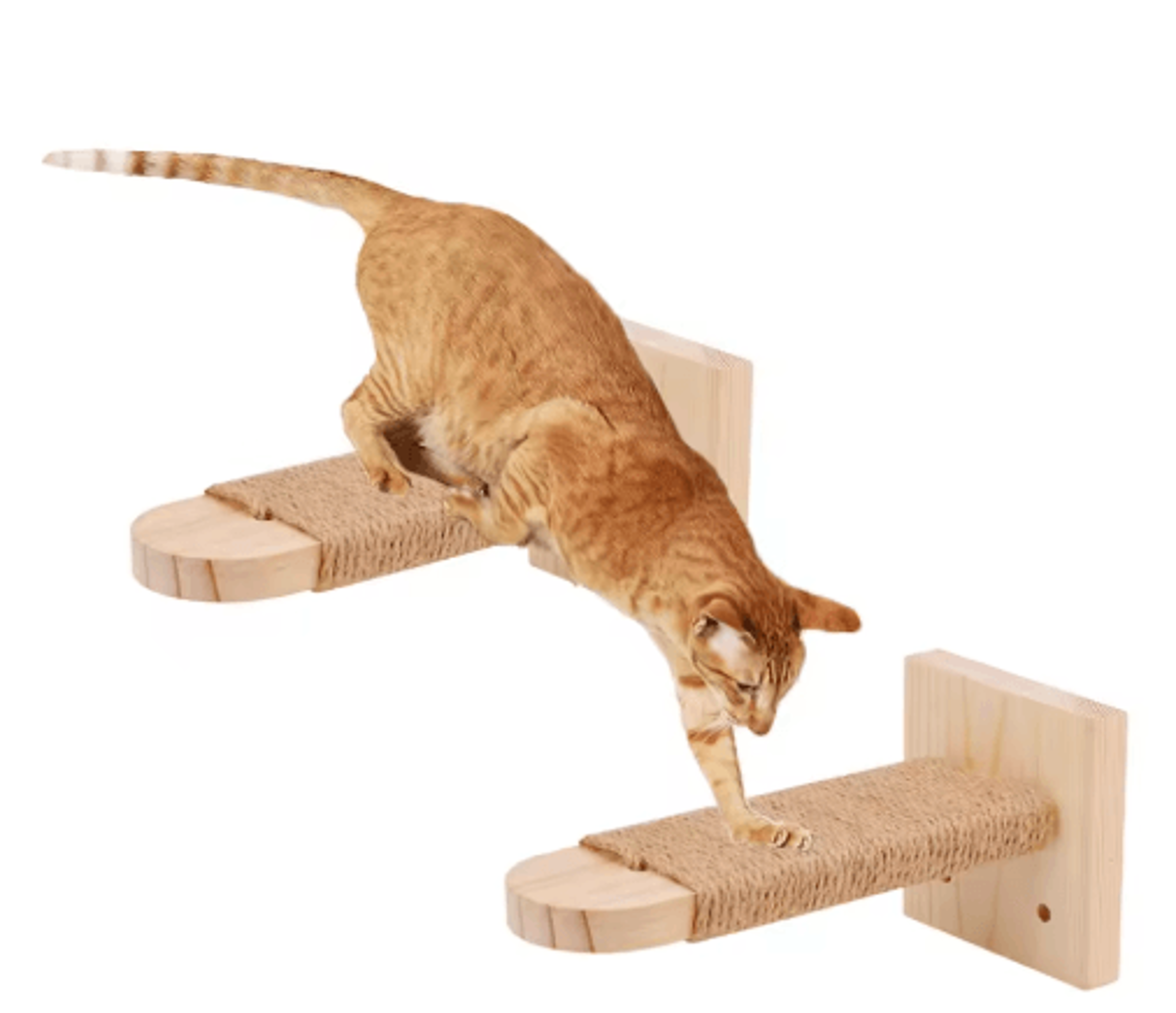 Premium Indoor Wooden Cat Wall Steps Climbing Kitten Ladder With Sisal Rope Scratching Post 0