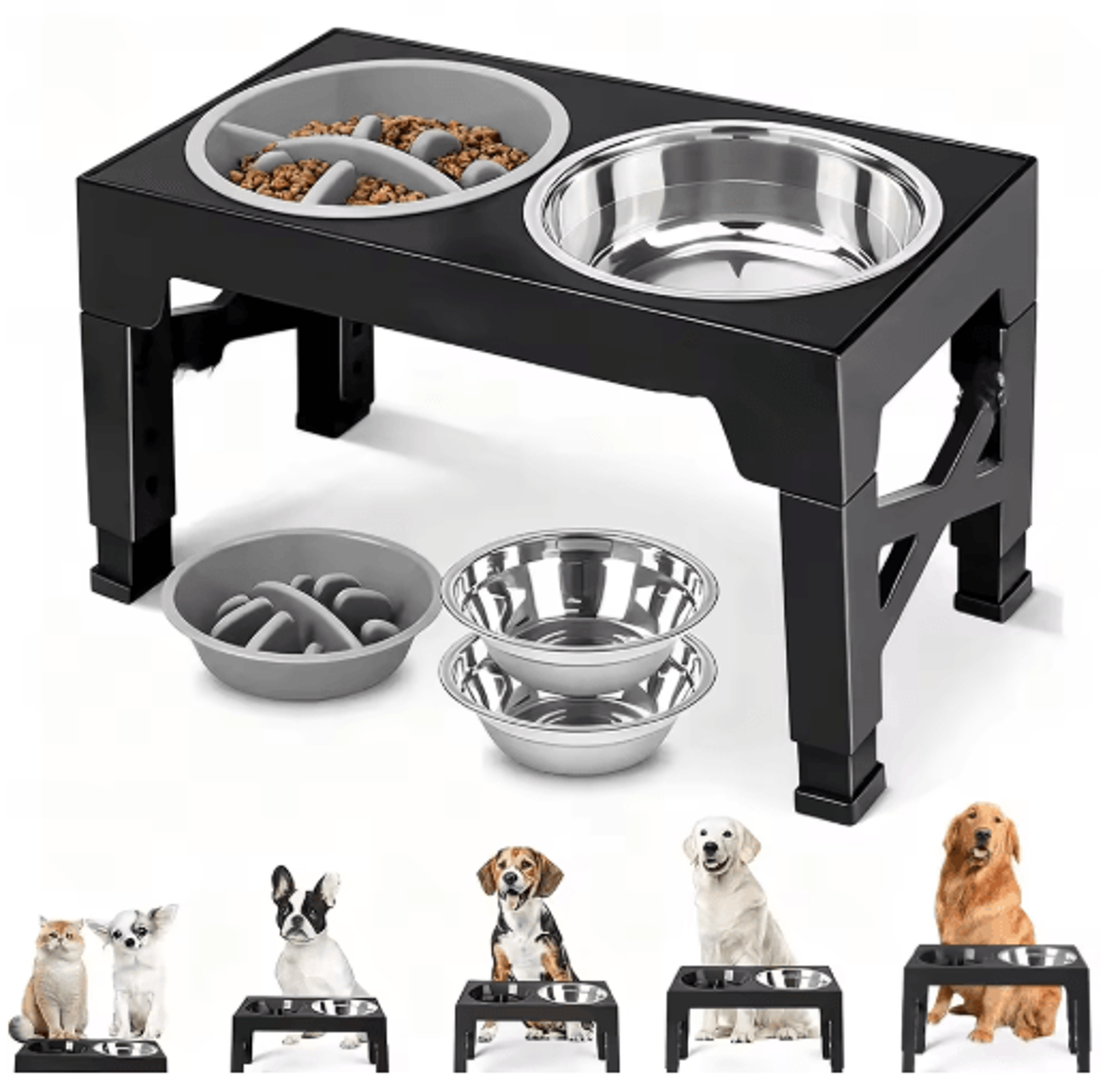 Adjustable Elevated Dog Feeder With Double Stainless Steel Dog Bowls For Small Medium  Large Dogs 5