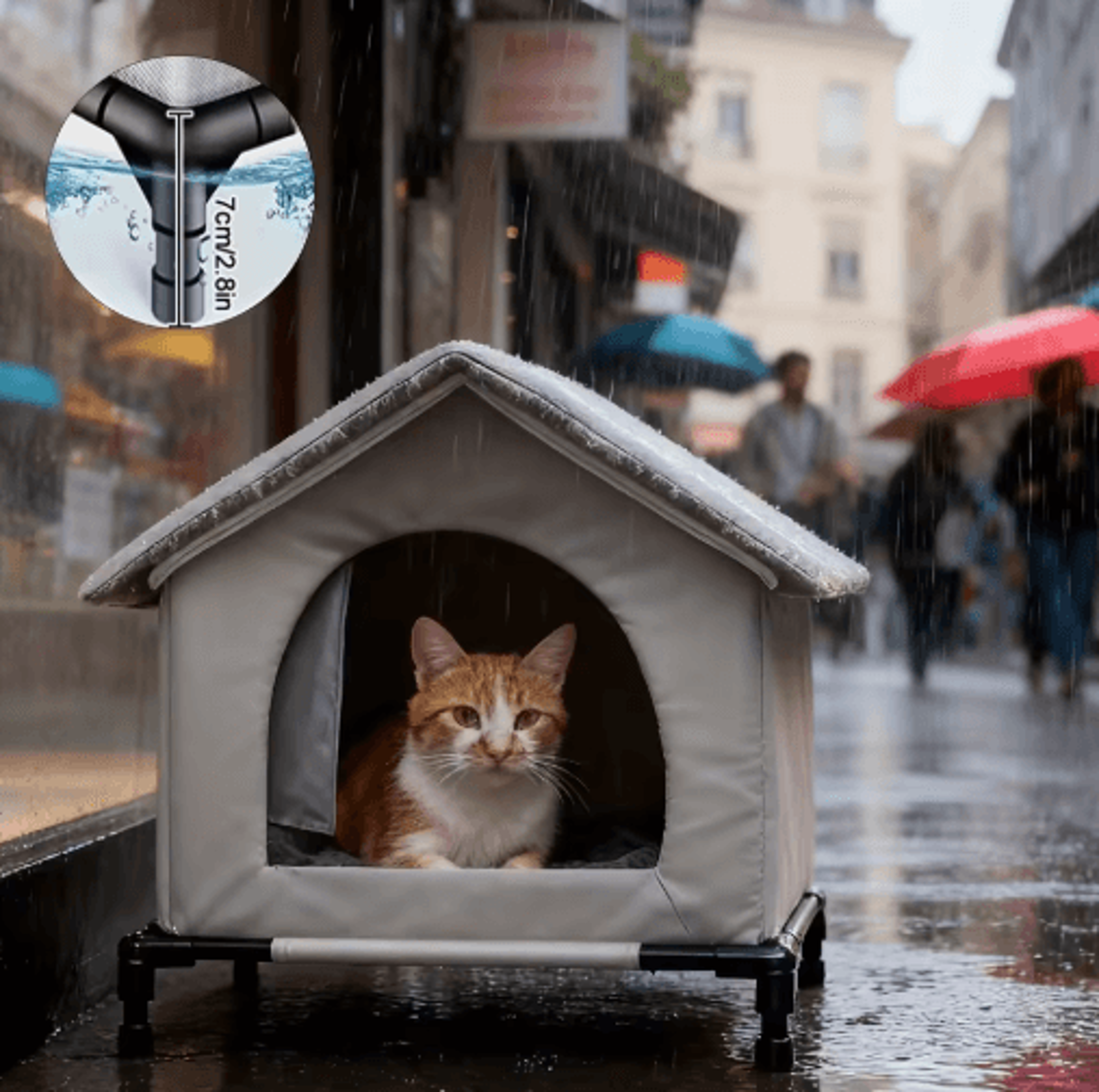 Warm Waterproof Stray Cat House With Insulated Mat Foldable Outdoor Pet Cave Bed For Cats  Small Do 0
