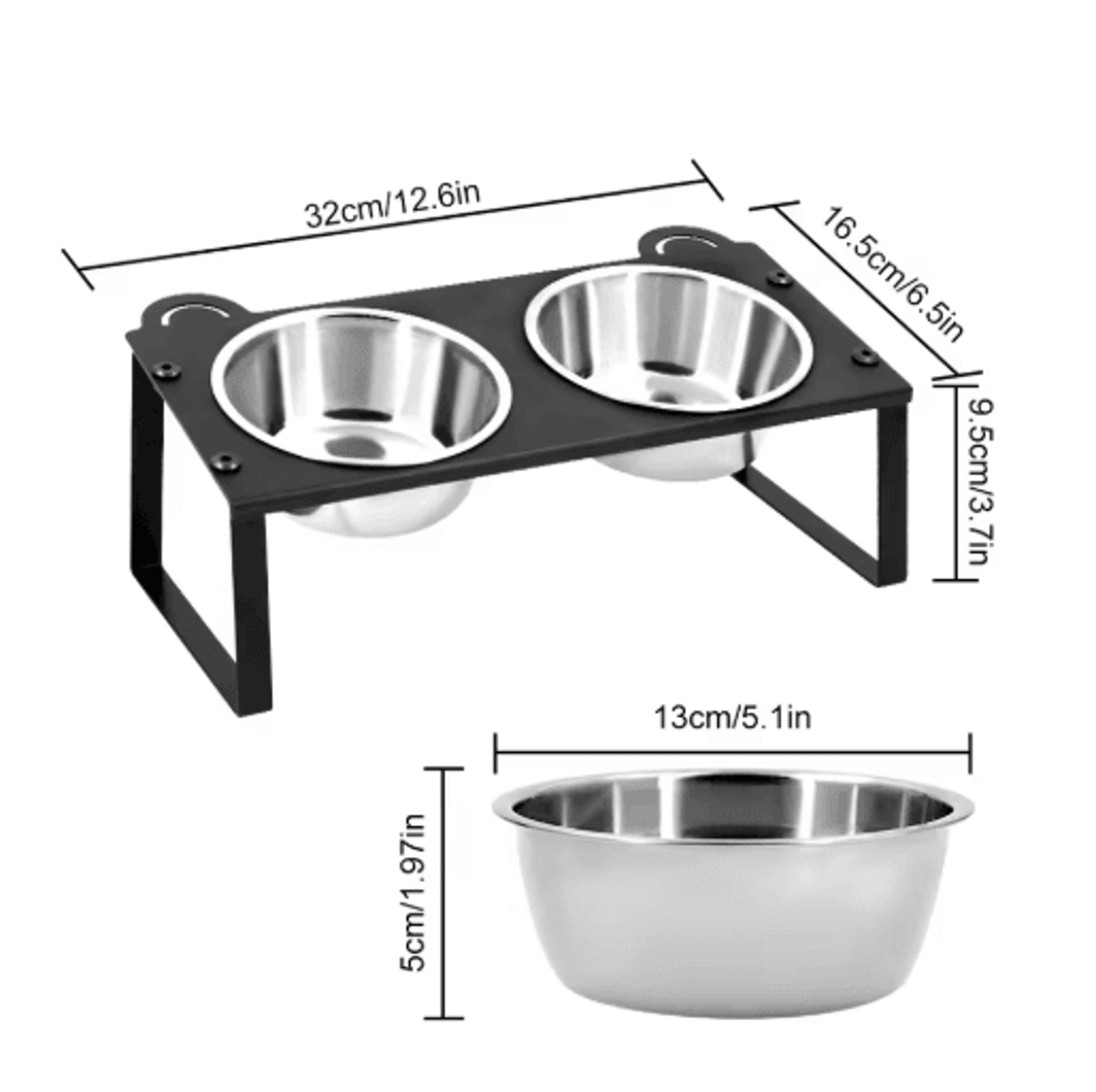 15 Tilted Elevated Cat Feeder With Double Stainless Steel Cat Bowls  Cute Metal Stand 1
