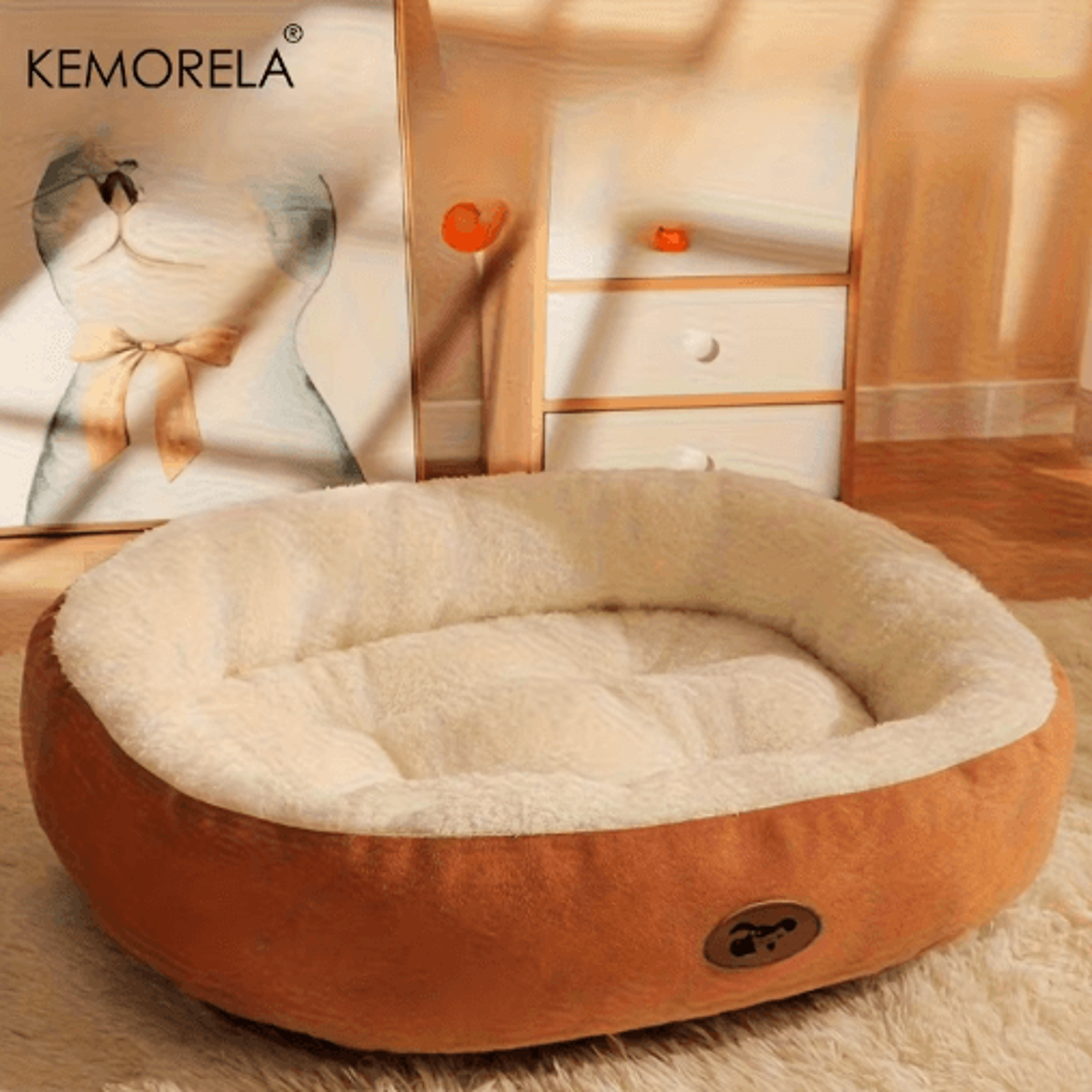 Plush Oval Pet Bed Thickened Machine Washable Dog  Cat Cushion For AllSeason Comfort 9