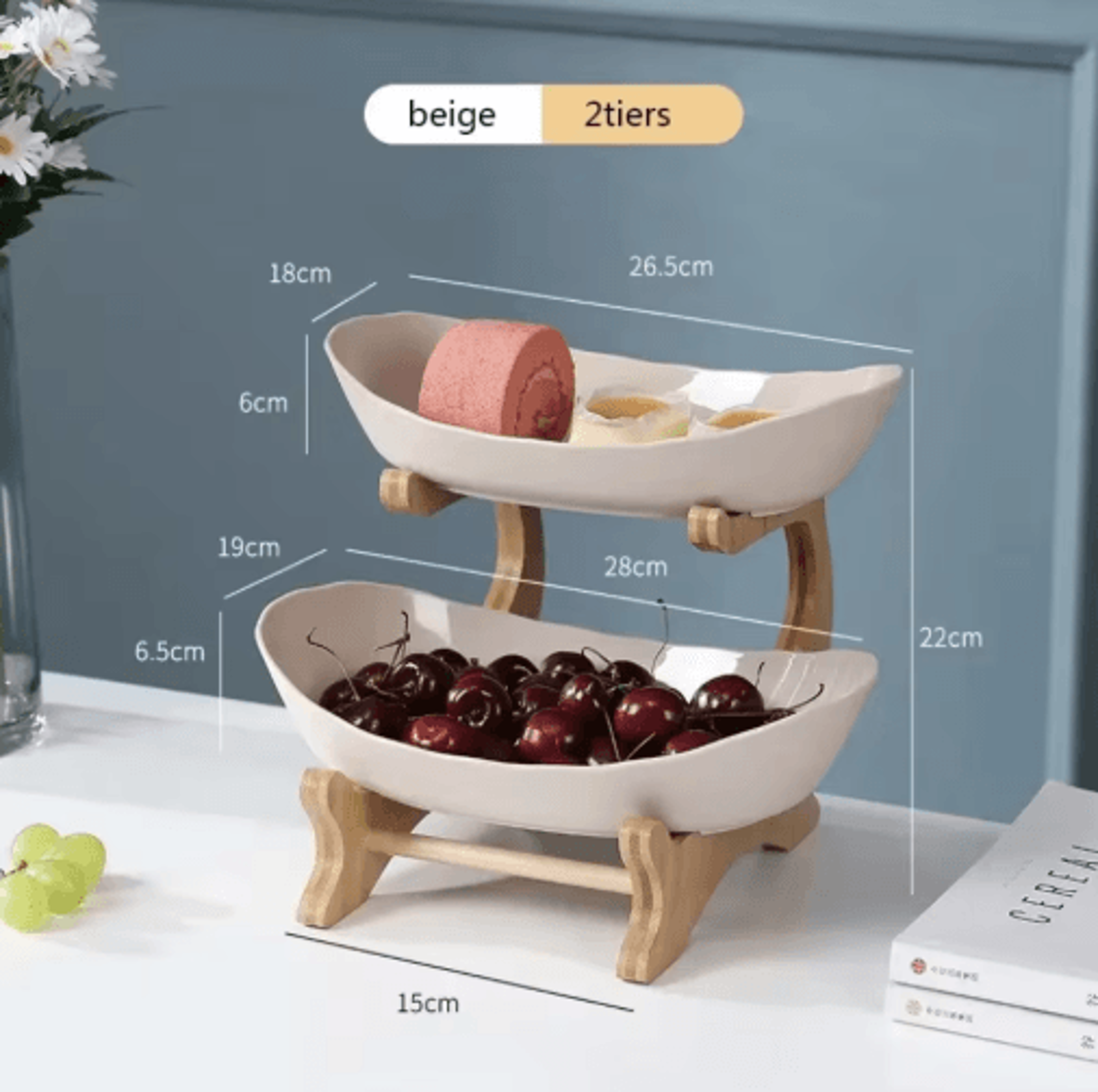Modern Wooden ThreeLayer Fruit Plate MultiTier Snack  Dessert Serving Stand 6