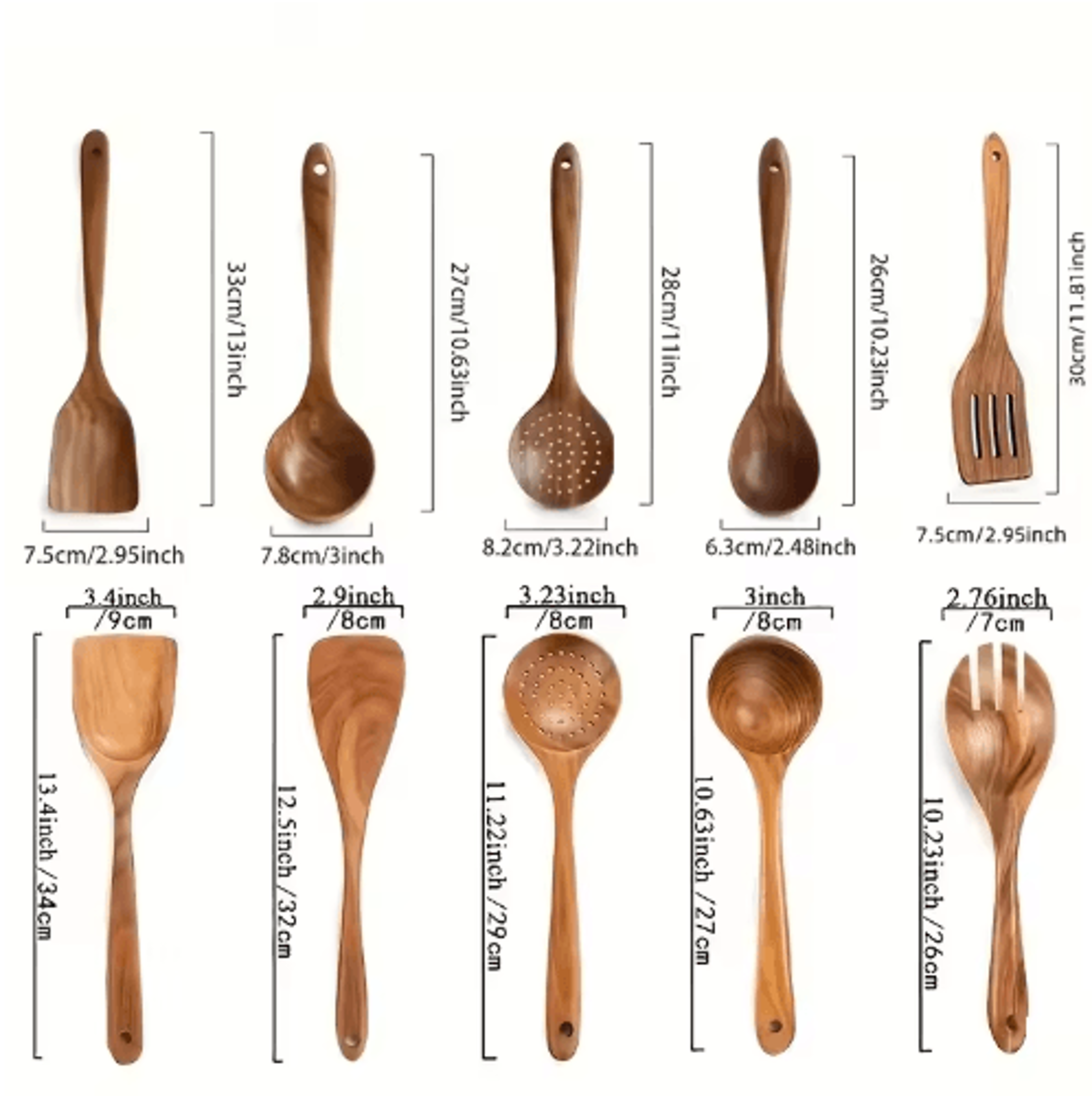 Thailand Teak Wooden Cooking Utensils Set 5Piece Natural Wooden Kitchen Tools 4
