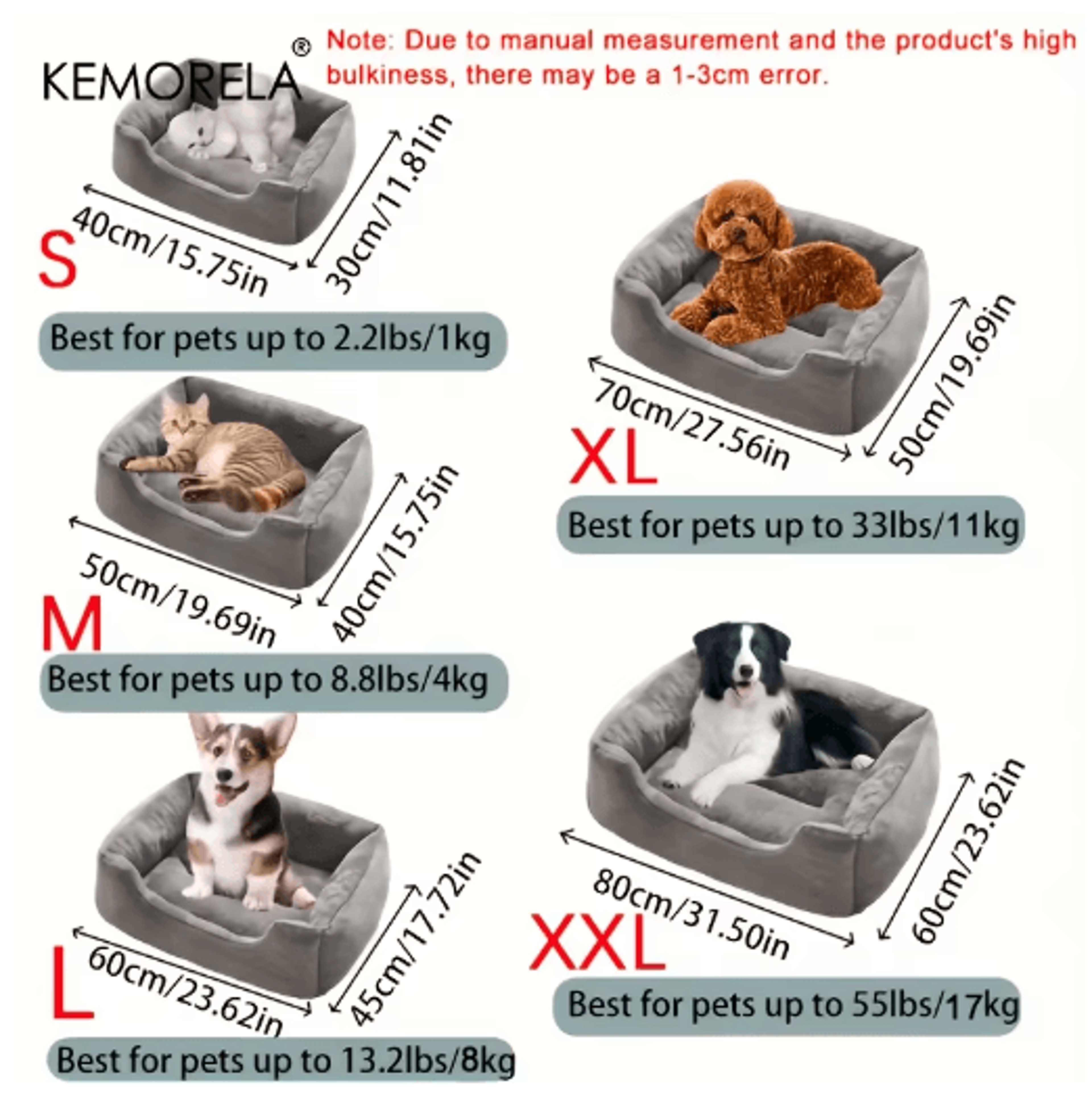 KEMORELA Cozy Plush Pet Bed All Season Elastic Dog And Cat Lounger For XS To Medium Breeds 0