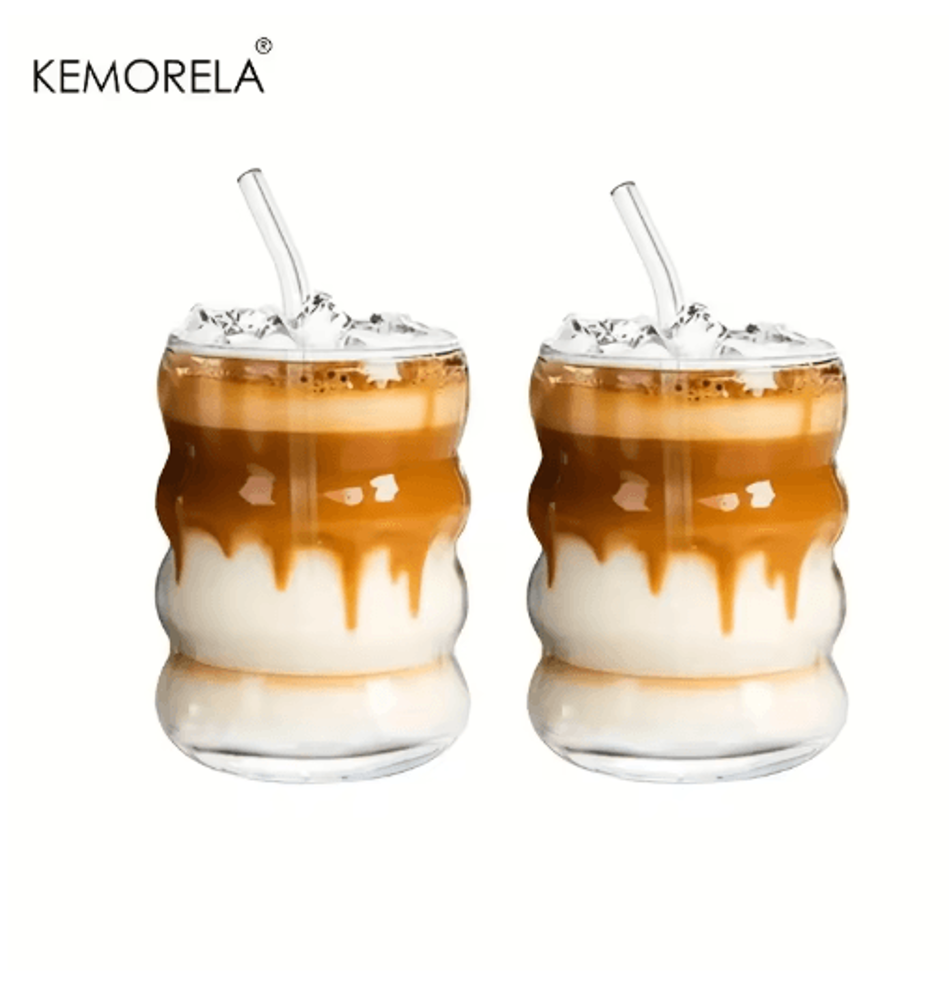 Cute Caterpillar Cups With Straws Wave Design Glass Cup With Straw 1 To 2 PCS 1