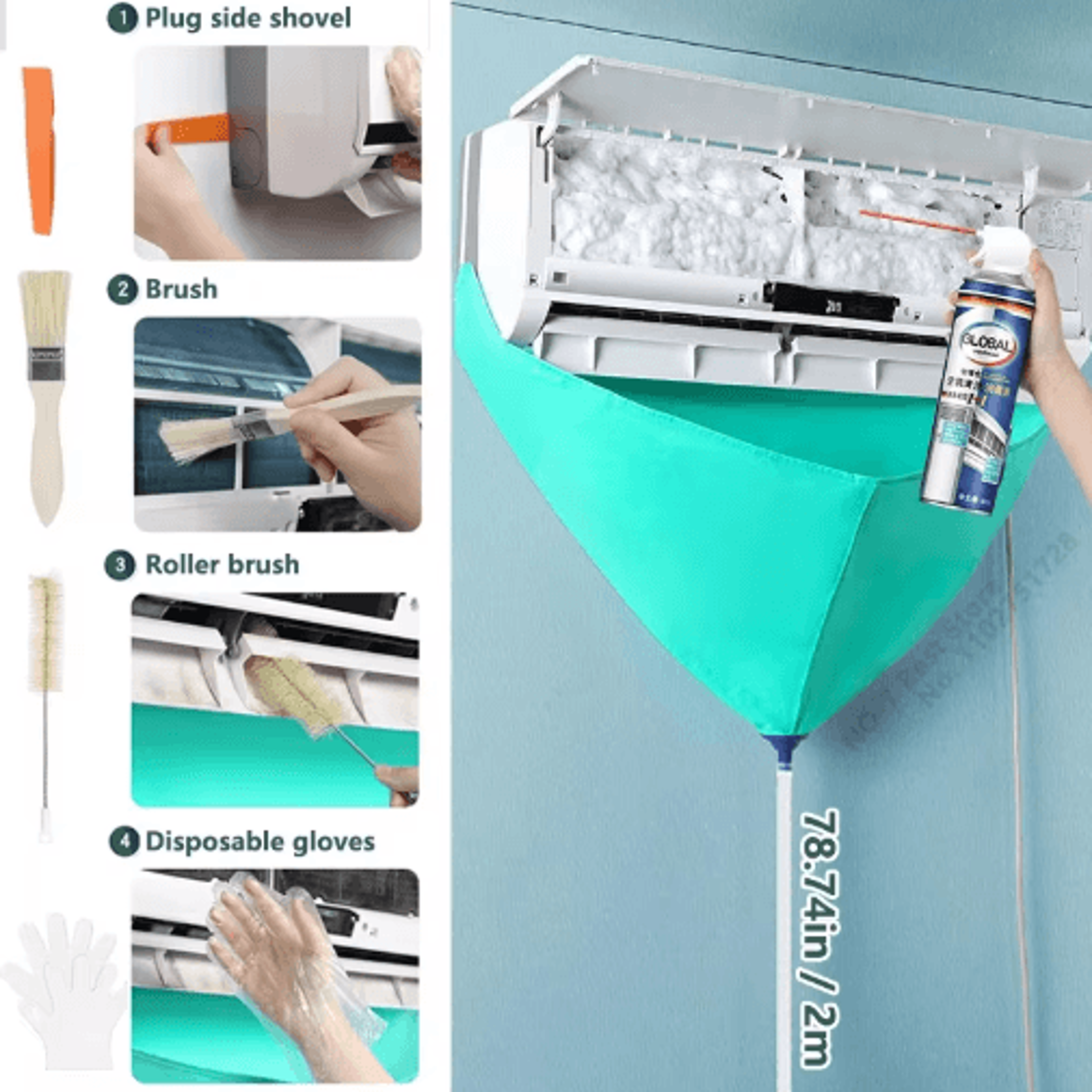LeakProof Air Conditioner Cleaning Kit With Drain Cover  Water Pipe 4