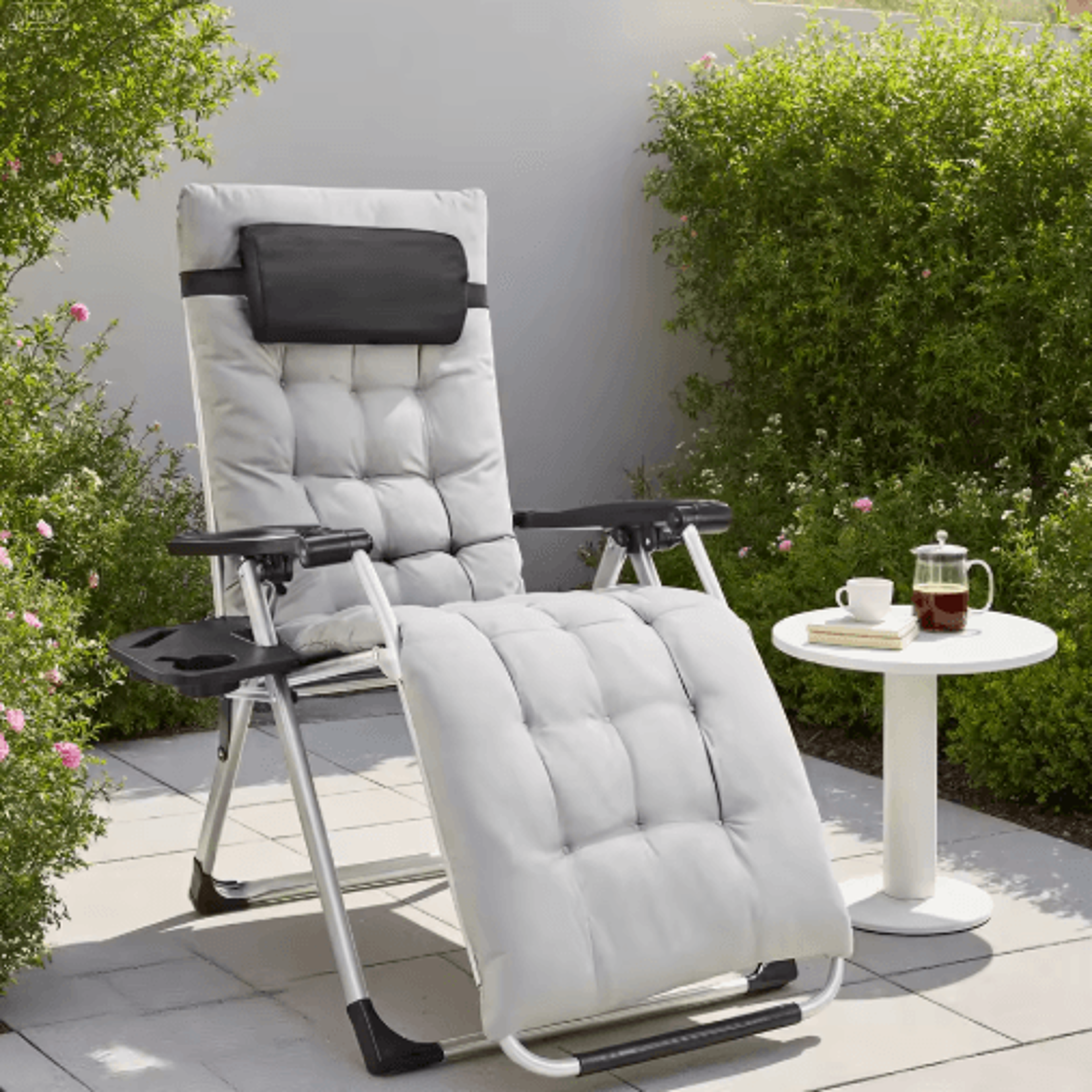 JHK Zero Gravity Portable Recliner Chair Set With Cup Holder  Adjustable Pillow 2Pack 1