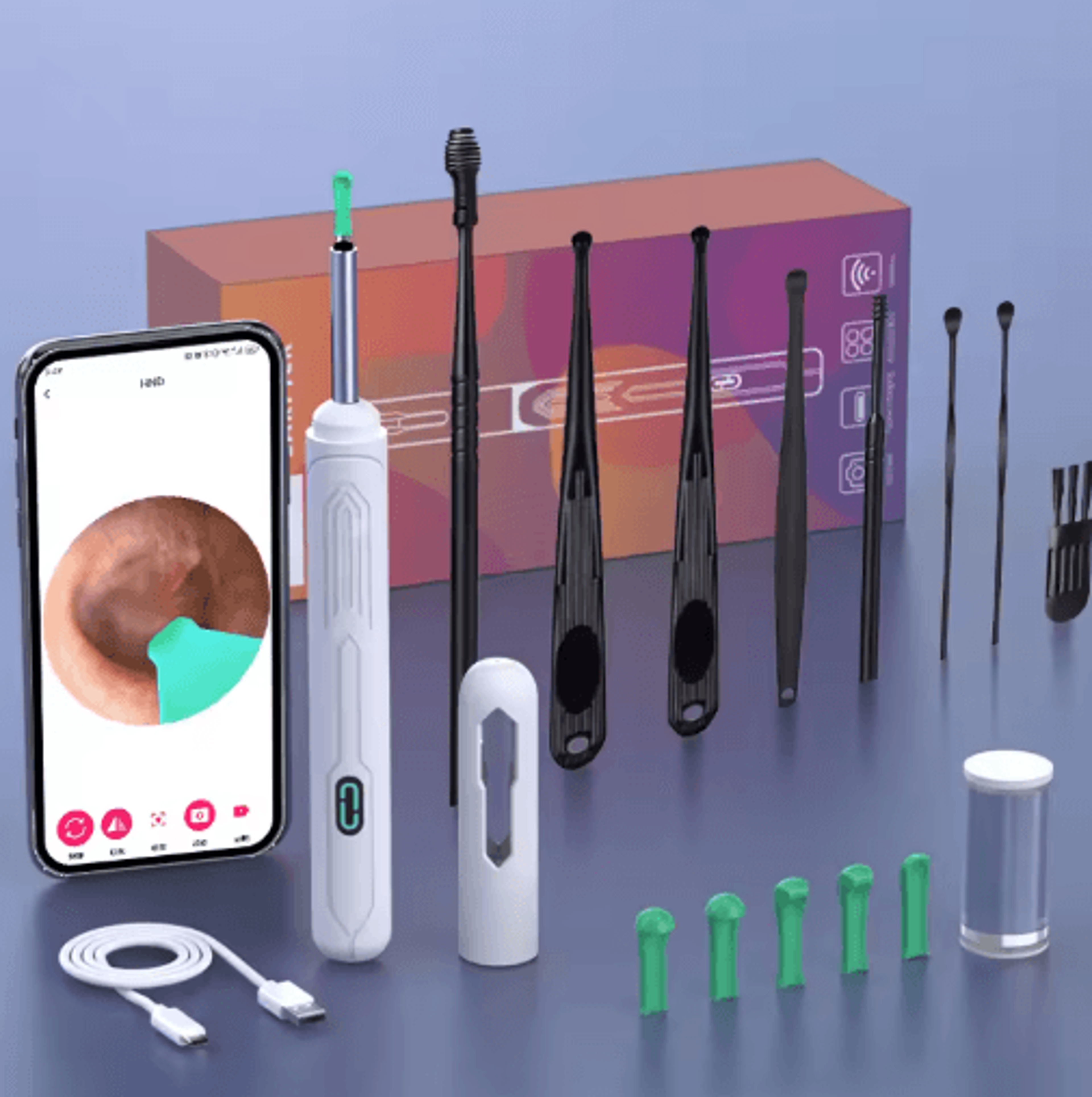 NK3 Pro Ear Cleaner With Camera  HD Visual Otoscope Ear Cleaning Set 4