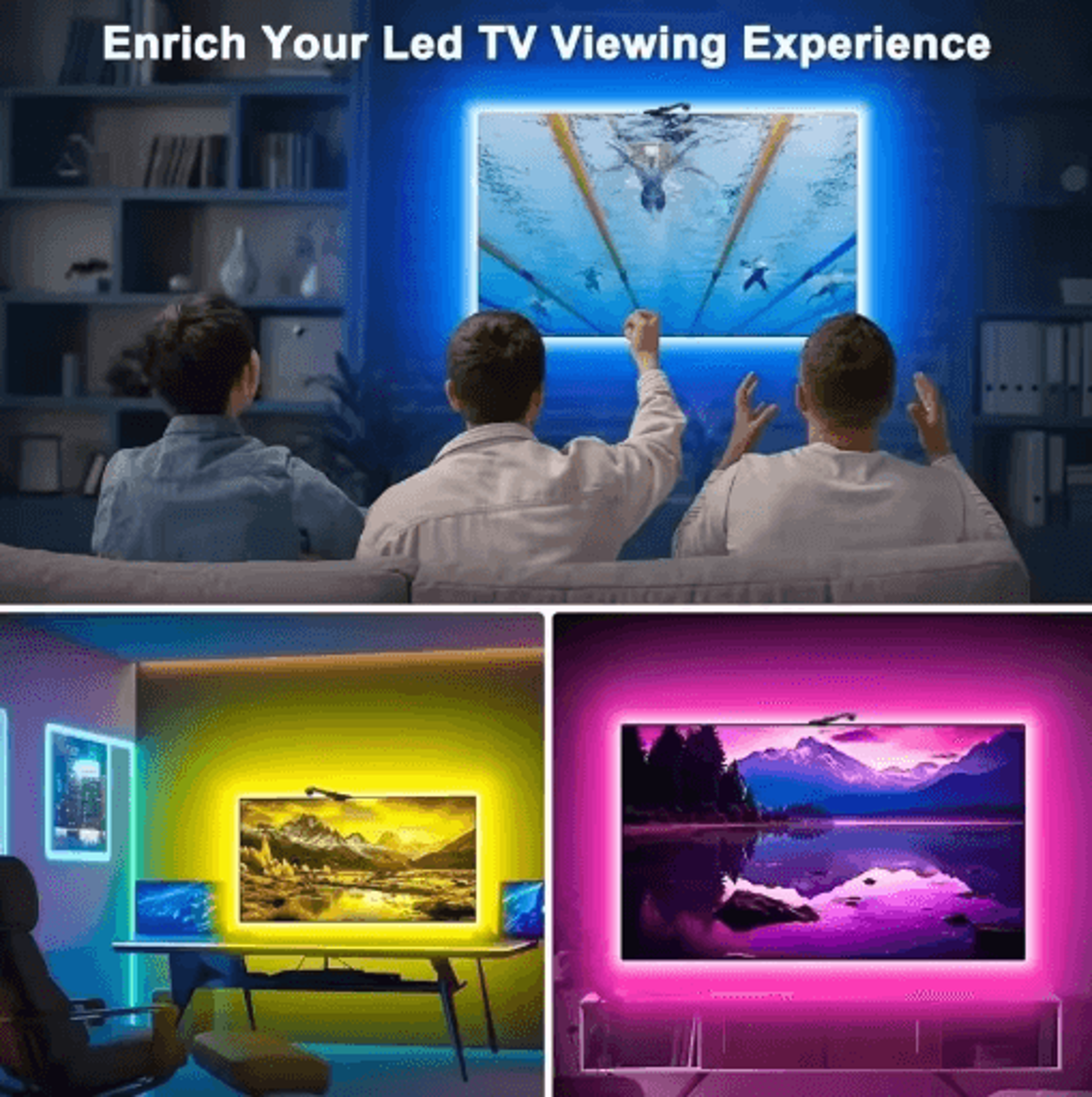 RGBIC LED Backlight Strip For PC  TV With Color Sync App Control  Music Mode 7