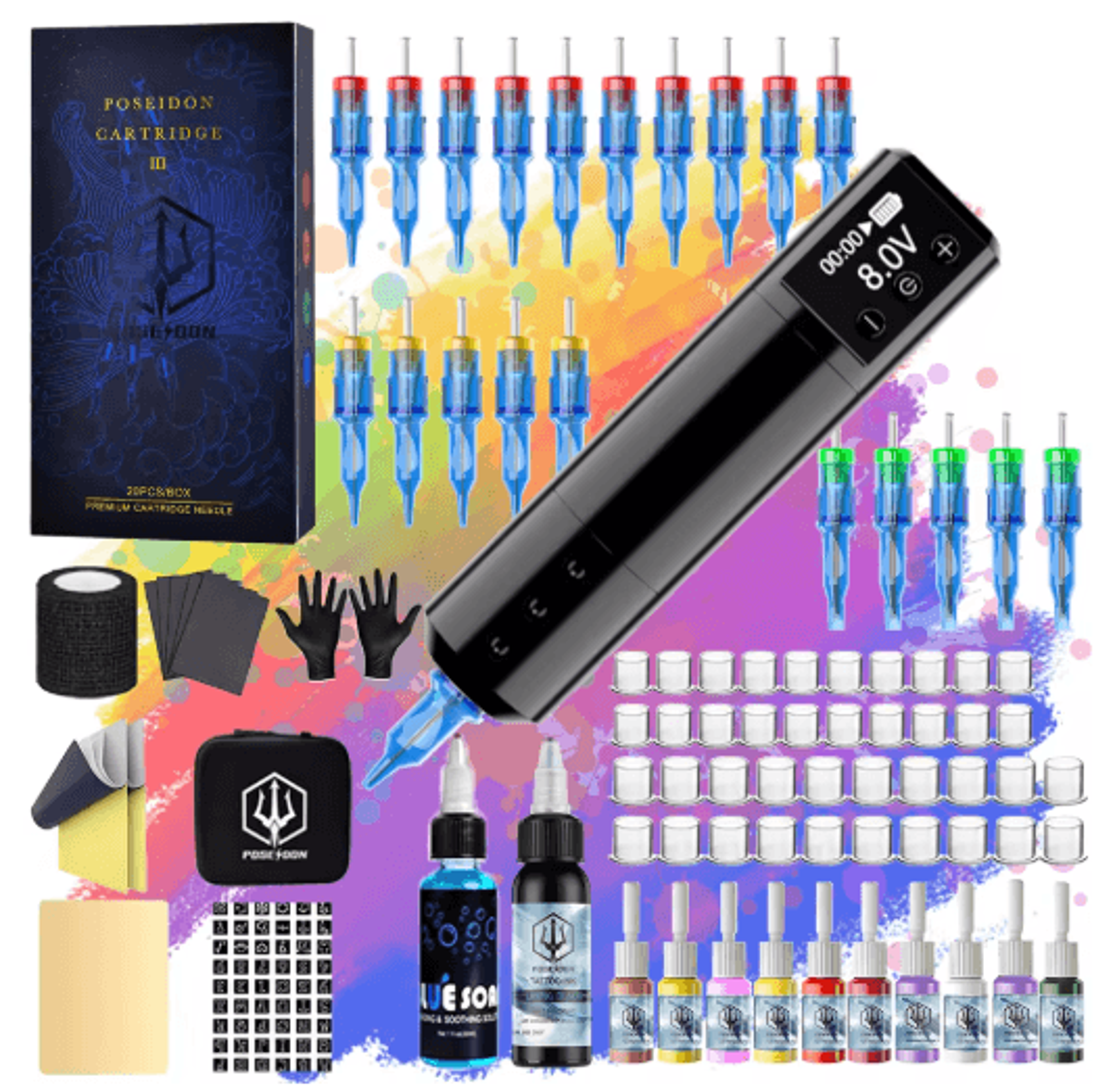 POSEIDON New Memory Wireless Tattoo Pen Kit Professional Permanent Makeup Machine 0