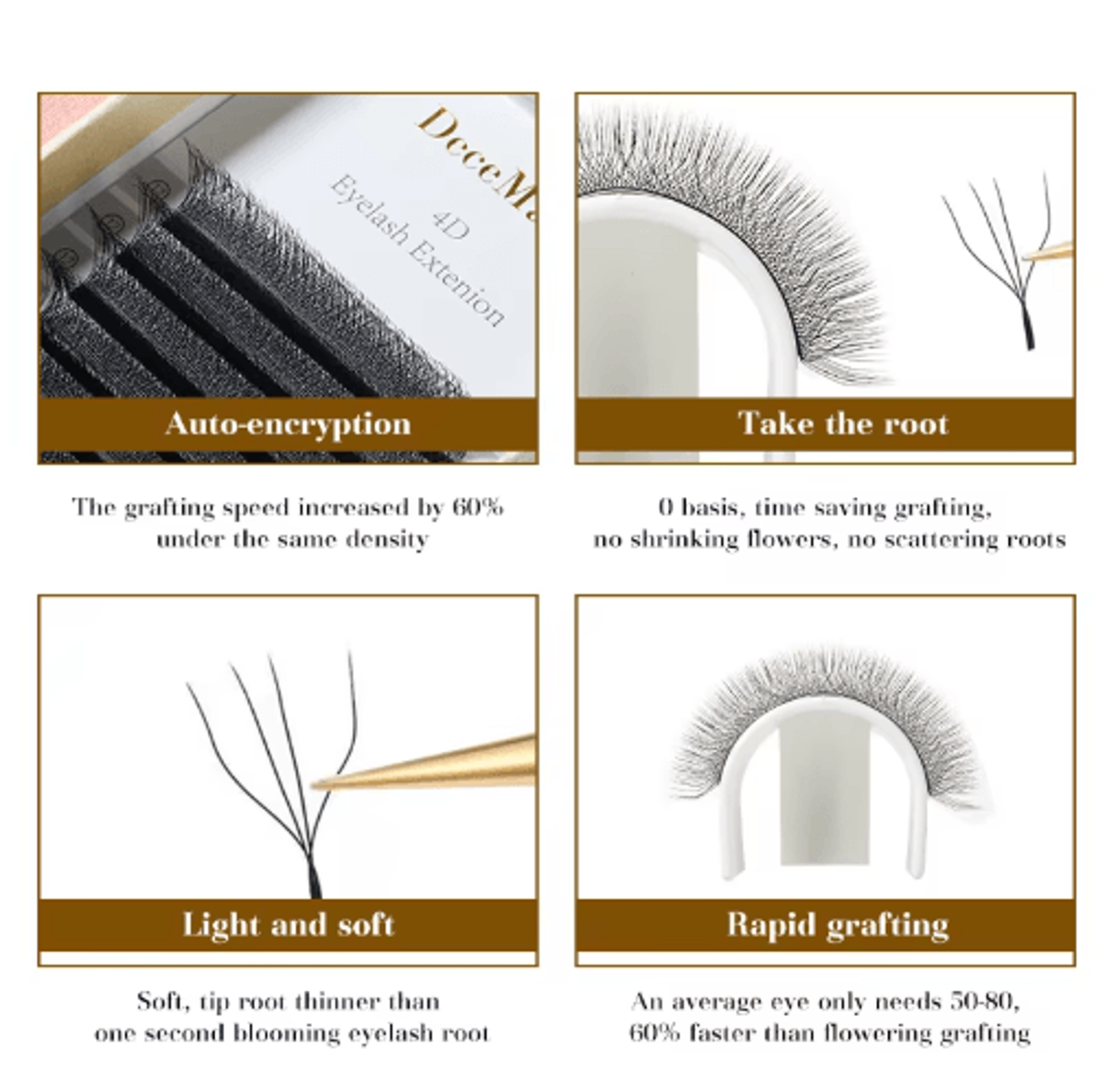 DeceMars 4D WShaped Eyelash Extensions  Lightweight Volume Lash Trays 12 Lines 7
