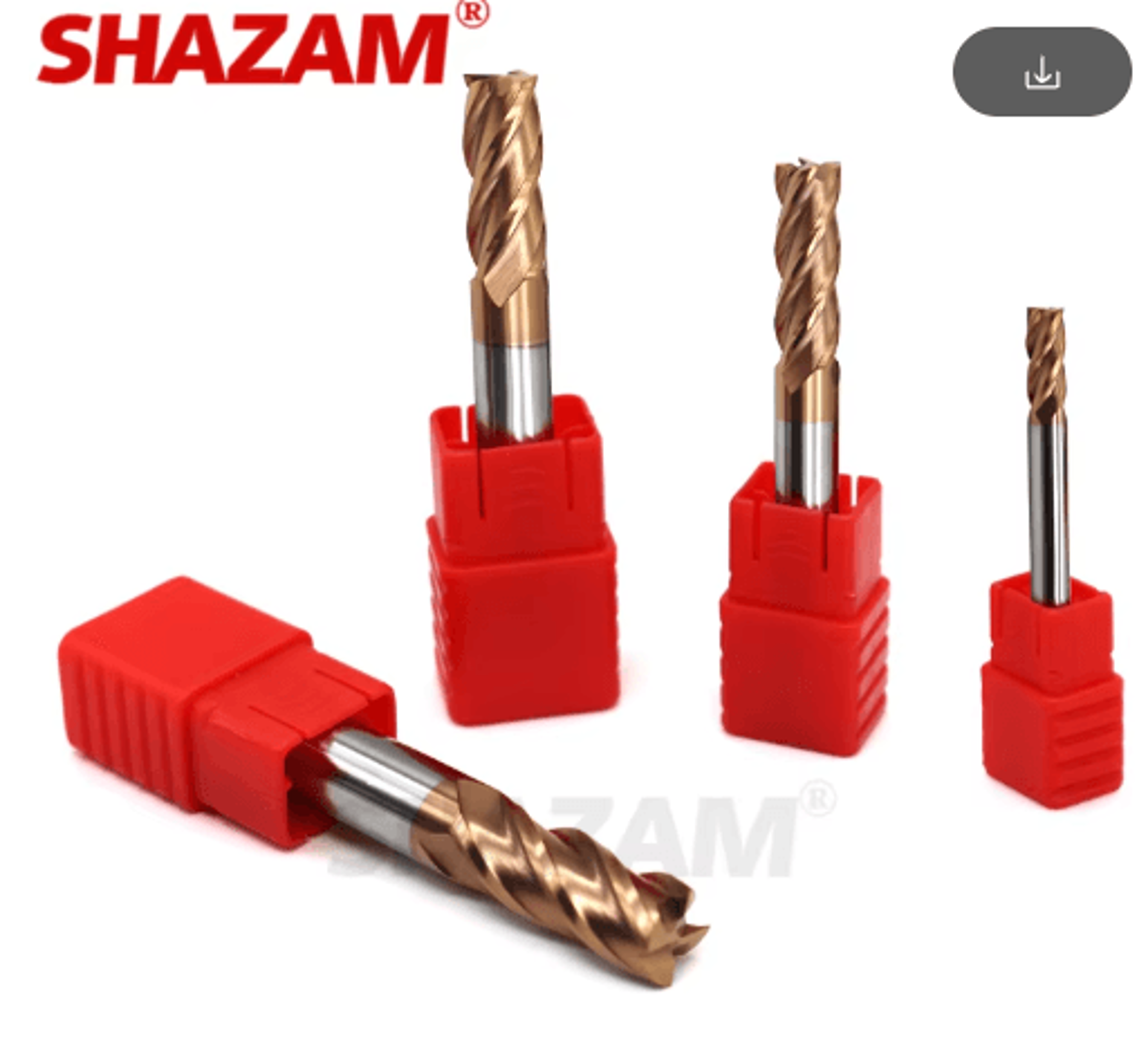 SHAZAM HRC55 AlloyCoated Tungsten Steel CNC End Mill Set 4