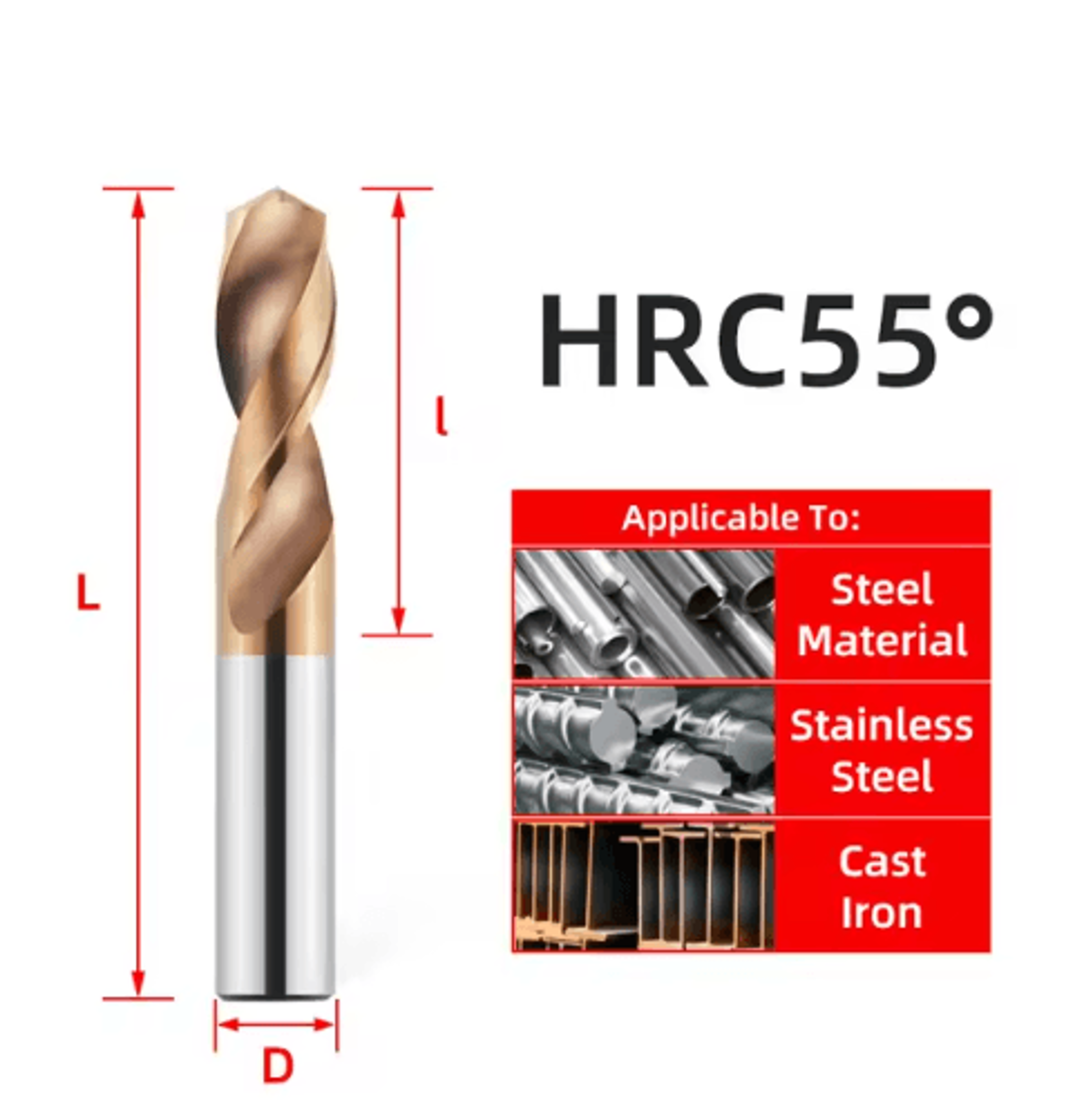 TOOLEYE Tungsten Steel Carbide Drill Bits For Precision Metalworking 10200mm 2