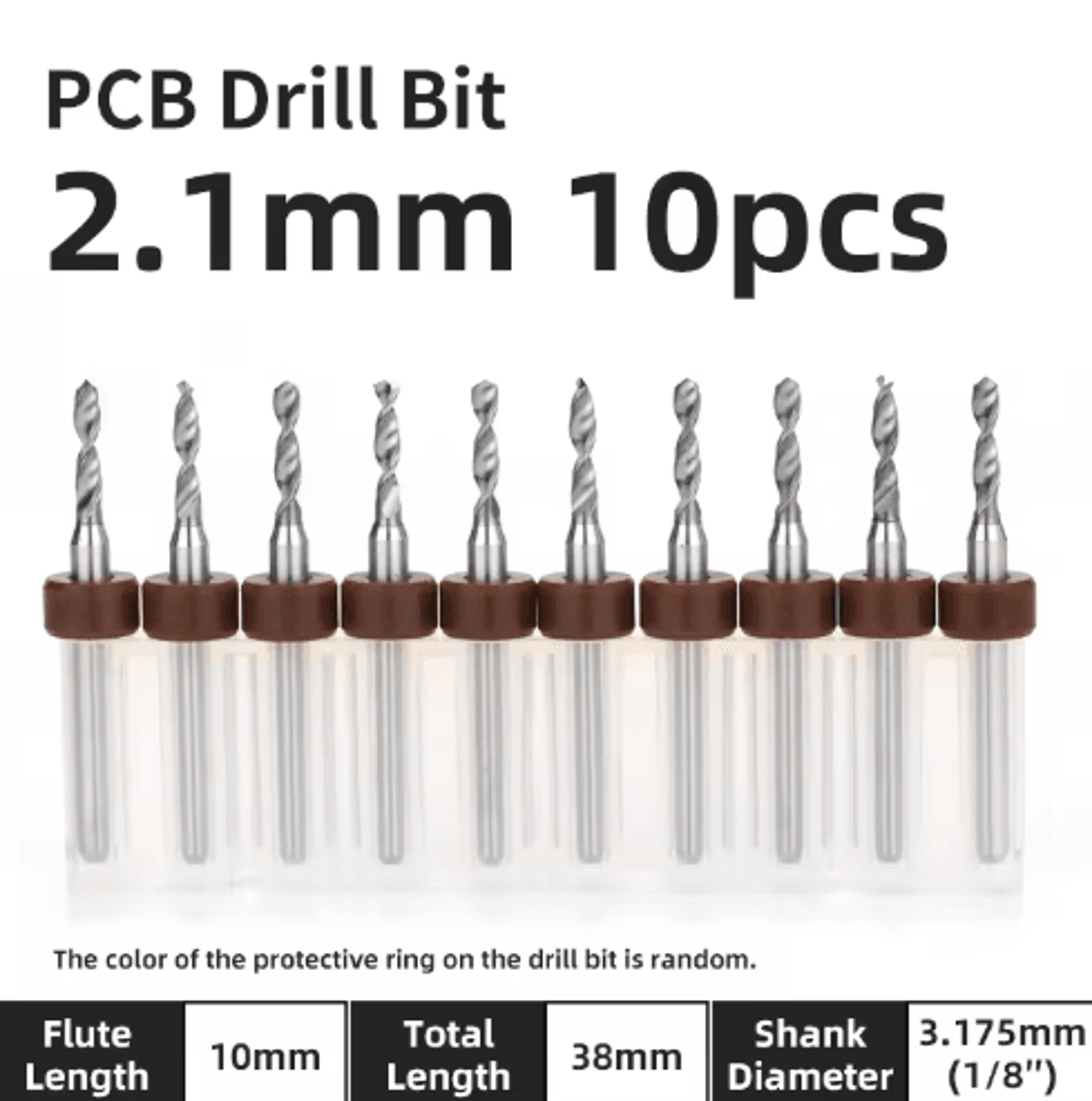 TOOLEYE Micro PCB Drill Bit Set  10pcs Precision CNC Drills 013175mm 18 Shank 10
