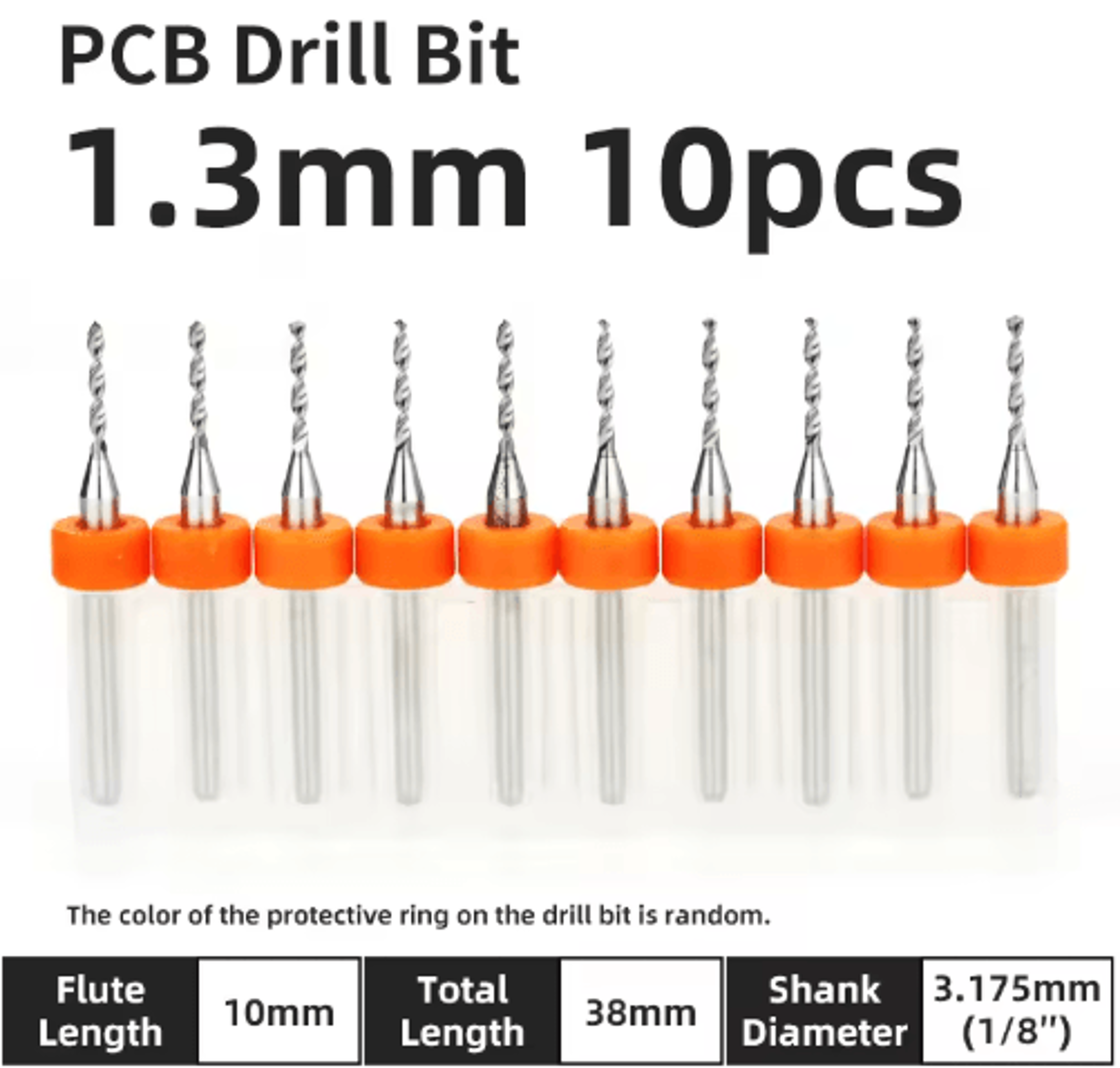 TOOLEYE Micro PCB Drill Bit Set  10pcs Precision CNC Drills 013175mm 18 Shank 18