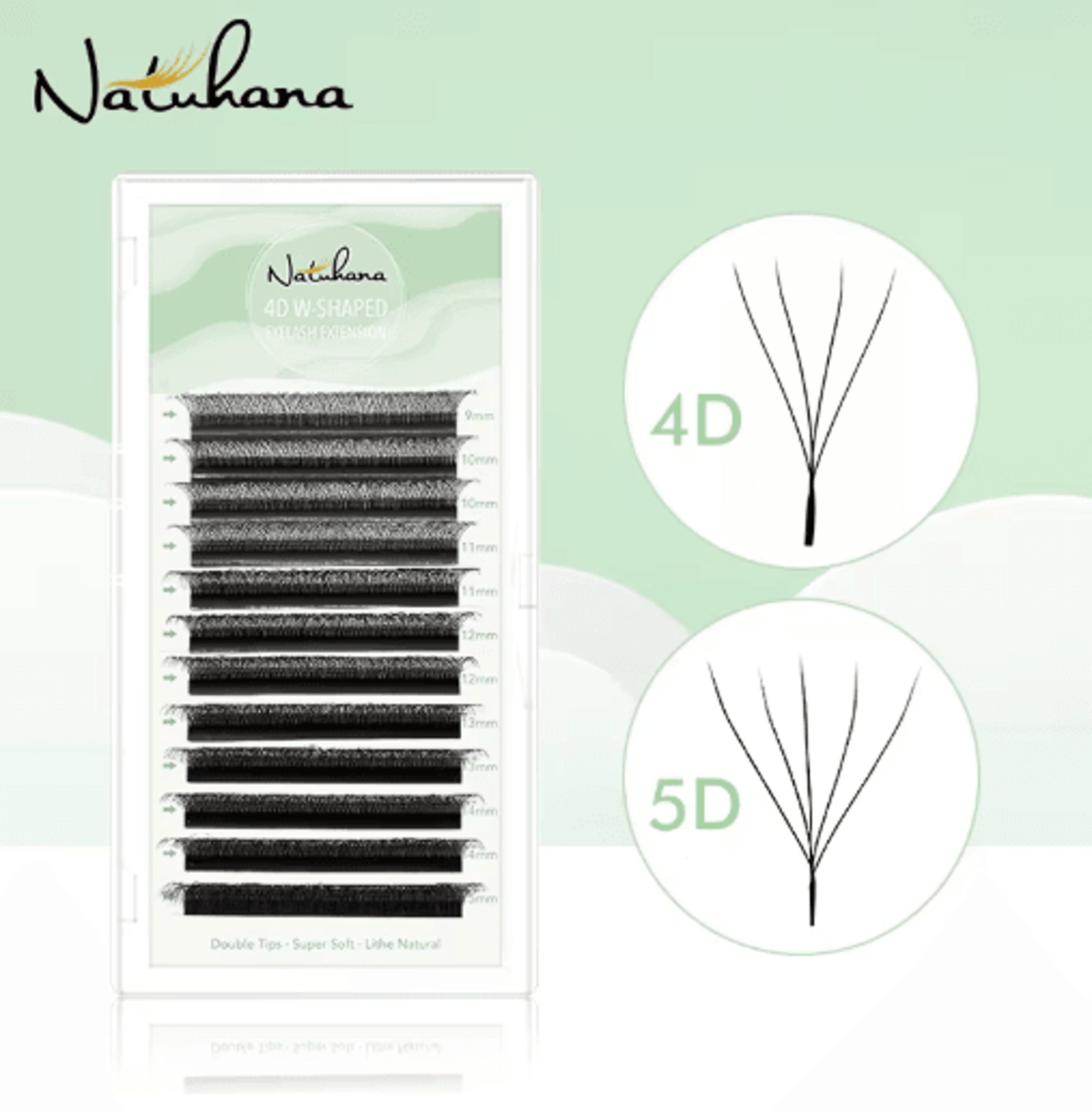NATUHANA WShaped 4D5D Premade Volume Lash Extensions  Soft Natural Faux Mink 0