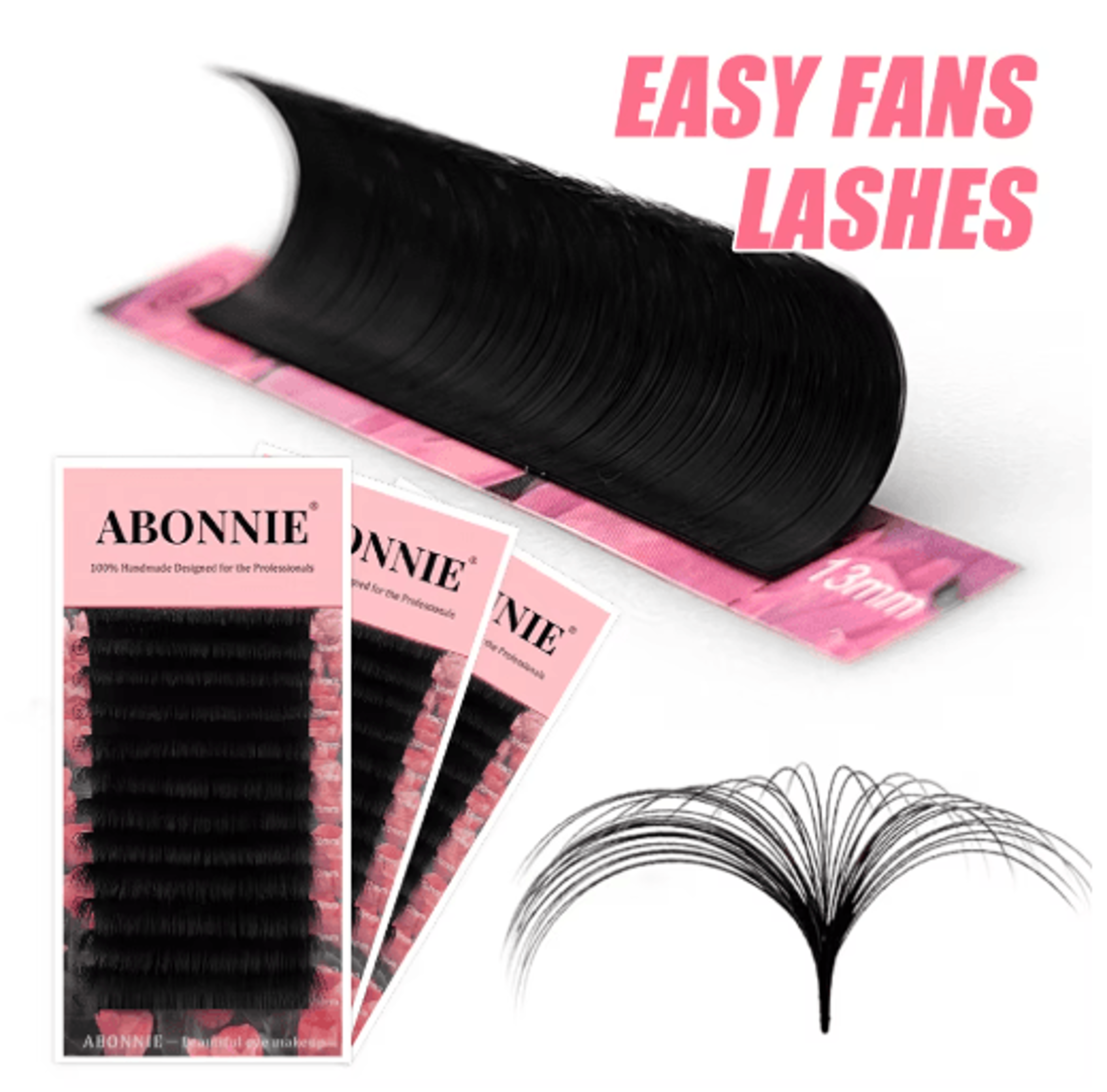 Abonnie Super Soft Blooming Lash Extensions  Easy Fan Mega Volume 825mm 0