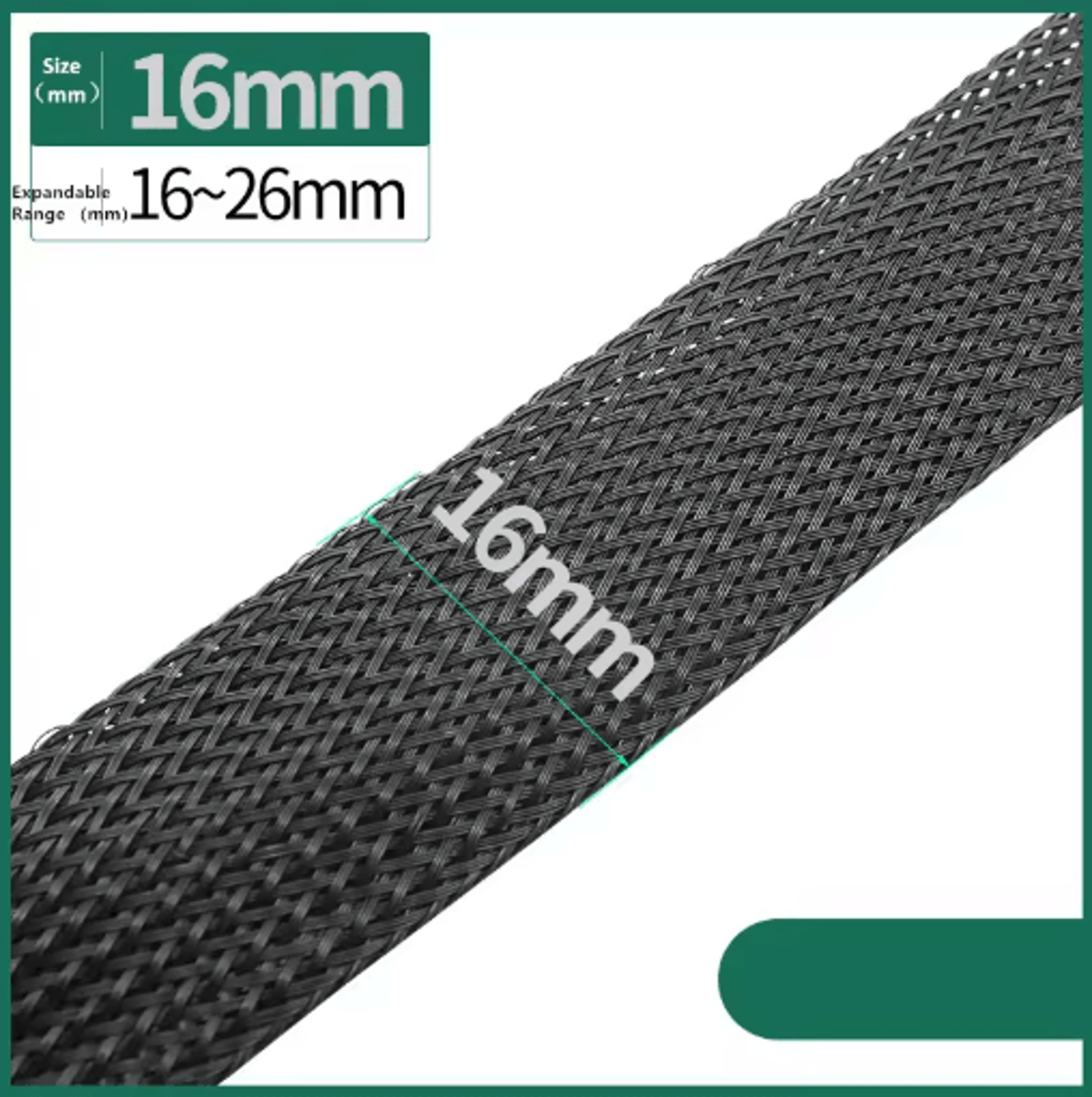 Black PET Braided Cable Sleeving Expandable Wire Protection Sleeve 4 To 25mm 1 Yo 50m 9