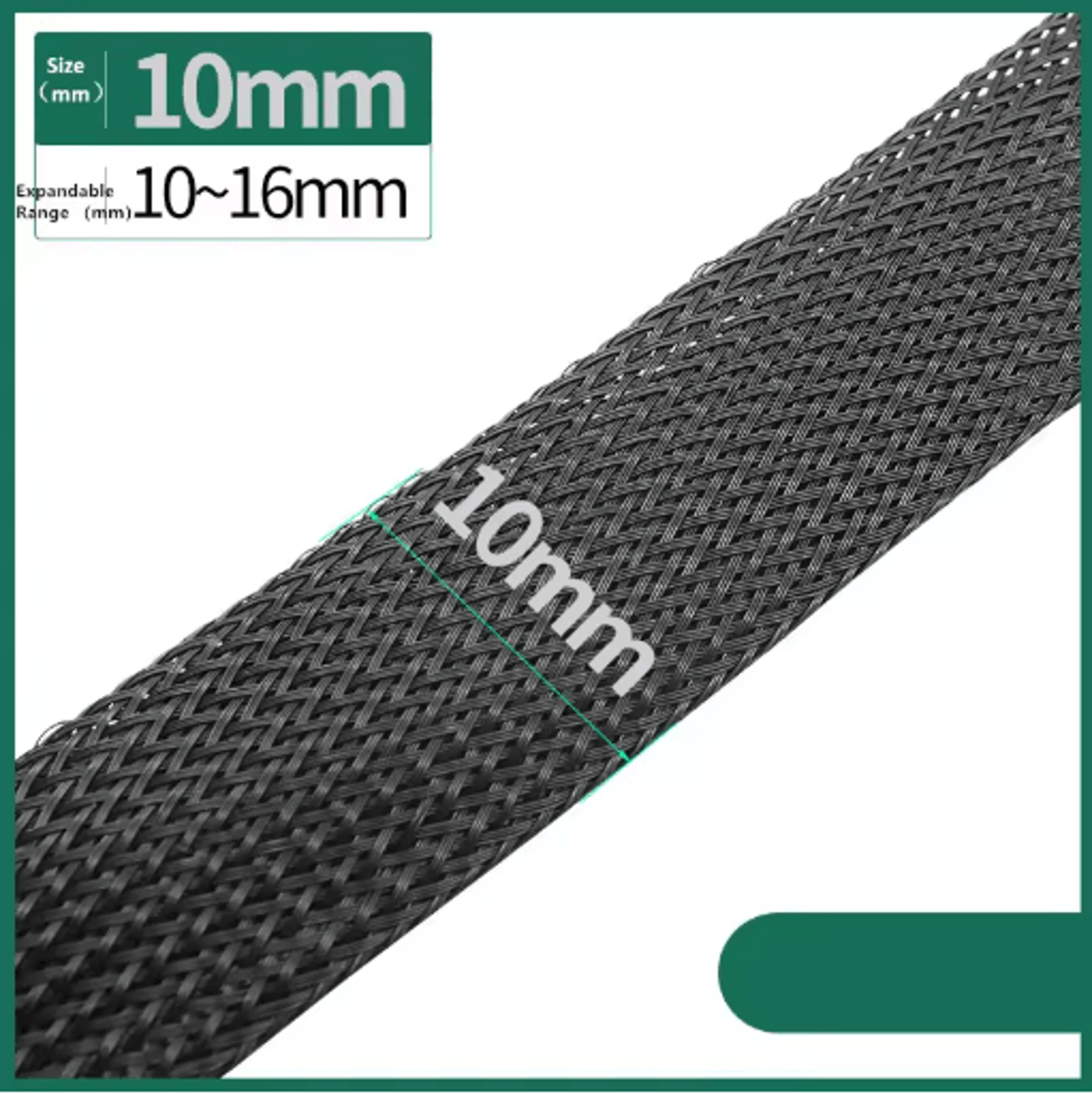 Black PET Braided Cable Sleeving Expandable Wire Protection Sleeve 4 To 25mm 1 Yo 50m 12